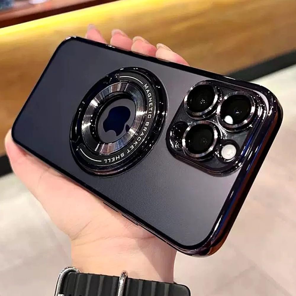 Luxury Wireless Charging Phone Case for iPhone 11 12 13 14 Pro Max Plus Magnetic Ring Bracket Transparent Bumper Cover,Sky Blue,for iPhone 12Pro - Image 4