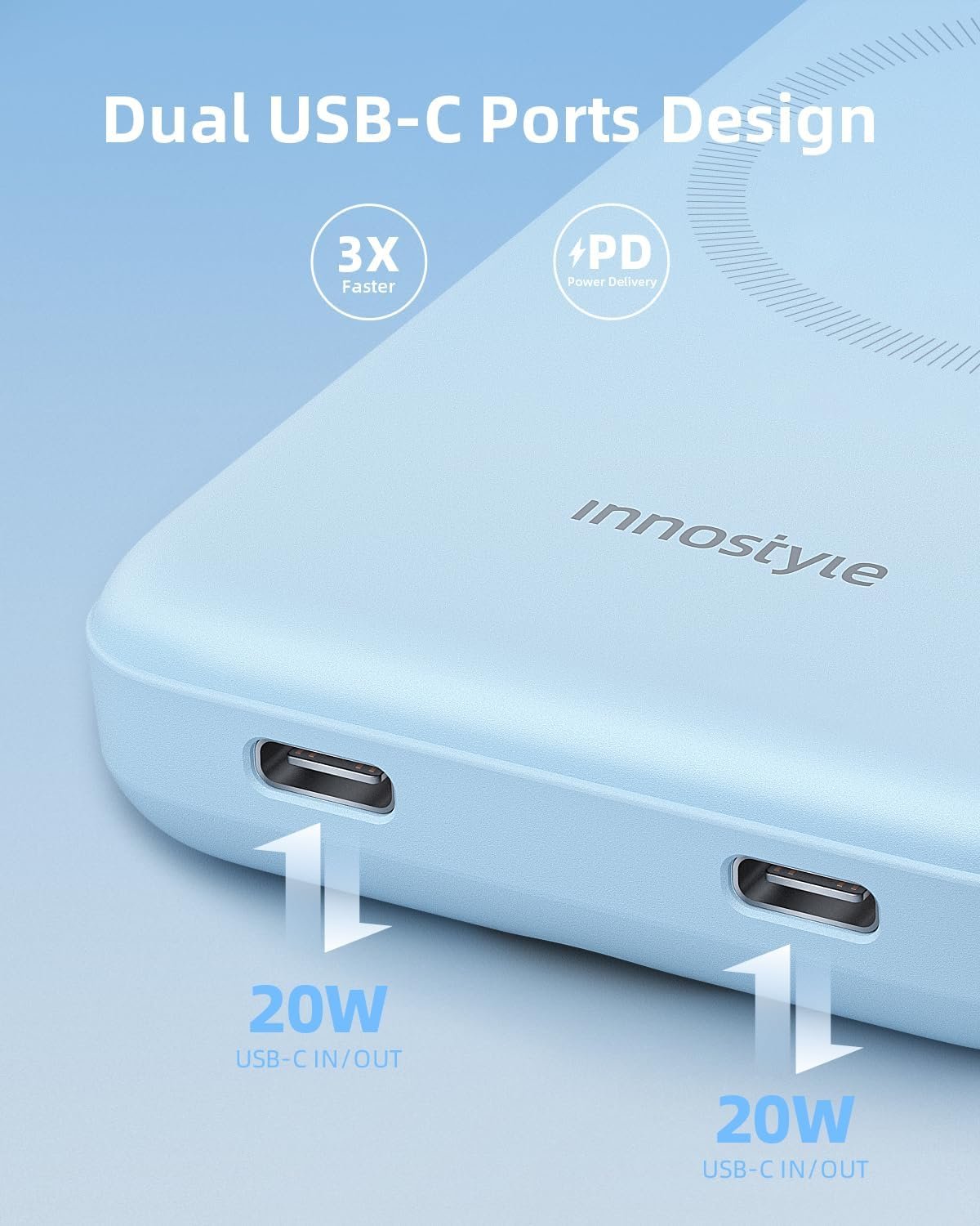 Magnetic Power Bank 4-in-1 Wireless Charger 10000mAh Portable Apple Watch Charger Slim 20W USB-C Fast Charging Battery Pack with Compatible with Magsafe, Charger for iPhone 15 14 13 12 Series-Blue - Image 7