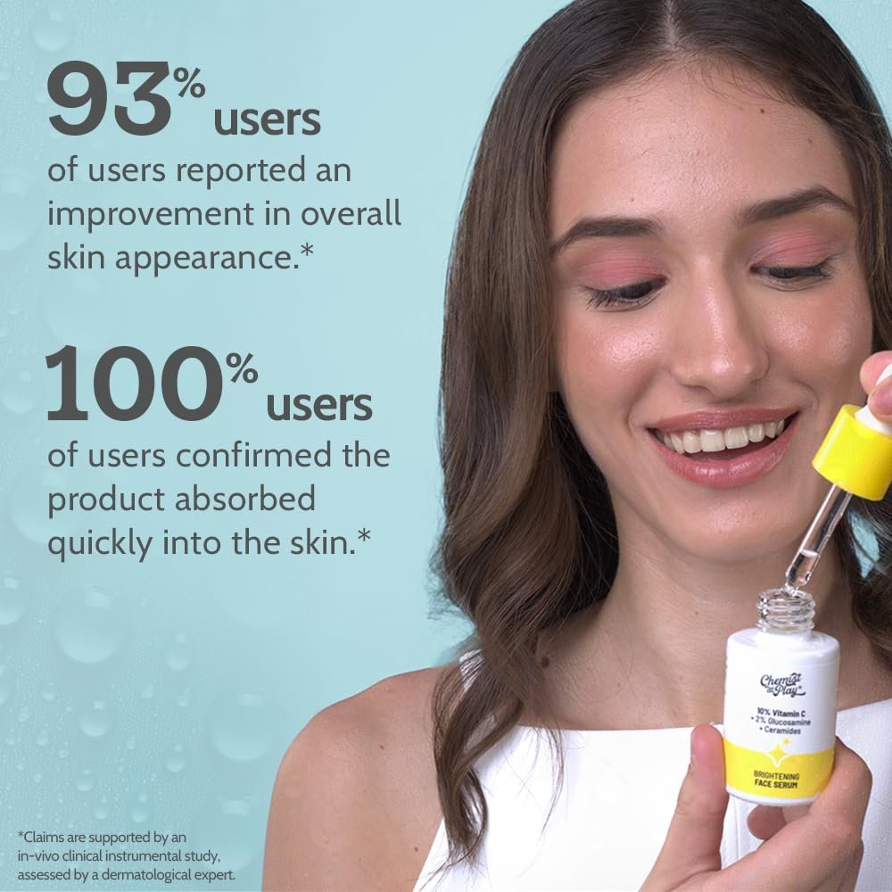 10% Vitamin C Face Serum |Brightens & Gives Glow |Fades Dark Spots |Treats Hyperpigmentation| Balances Melanin Production | Ethyl Ascorbic Acid & Glucosamine | For All Skin Types 30ml - Image 6