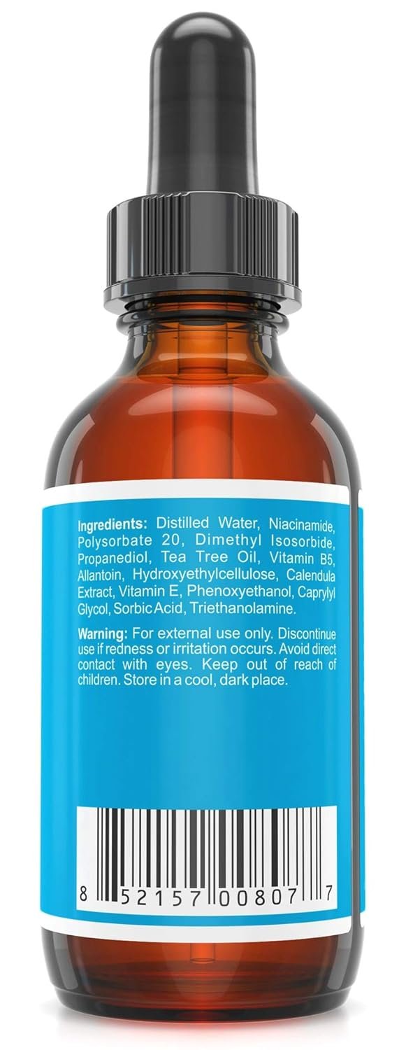 NiacinaMax Serum with 10% Niacinamide (Vitamin B3), Tea Tree Oil, Calendula Extract, Allantoin and Vit. B5 & E – Enhanced Dermal Penetration – Shrinks Pores & Reduces Blemishes on Skin – 2 oz / 60 ml - Image 6