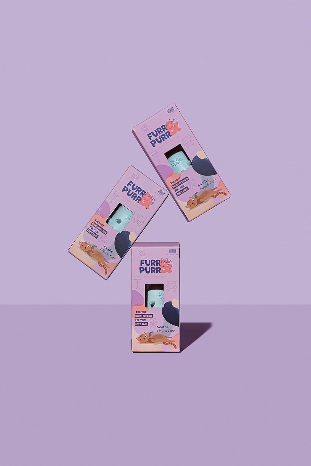 Furr&Purr Cat Brush, Hair Brush for Indoor Cats, Cat Calming, Cat Massager, Made in USA (1-Pack) - Image 8