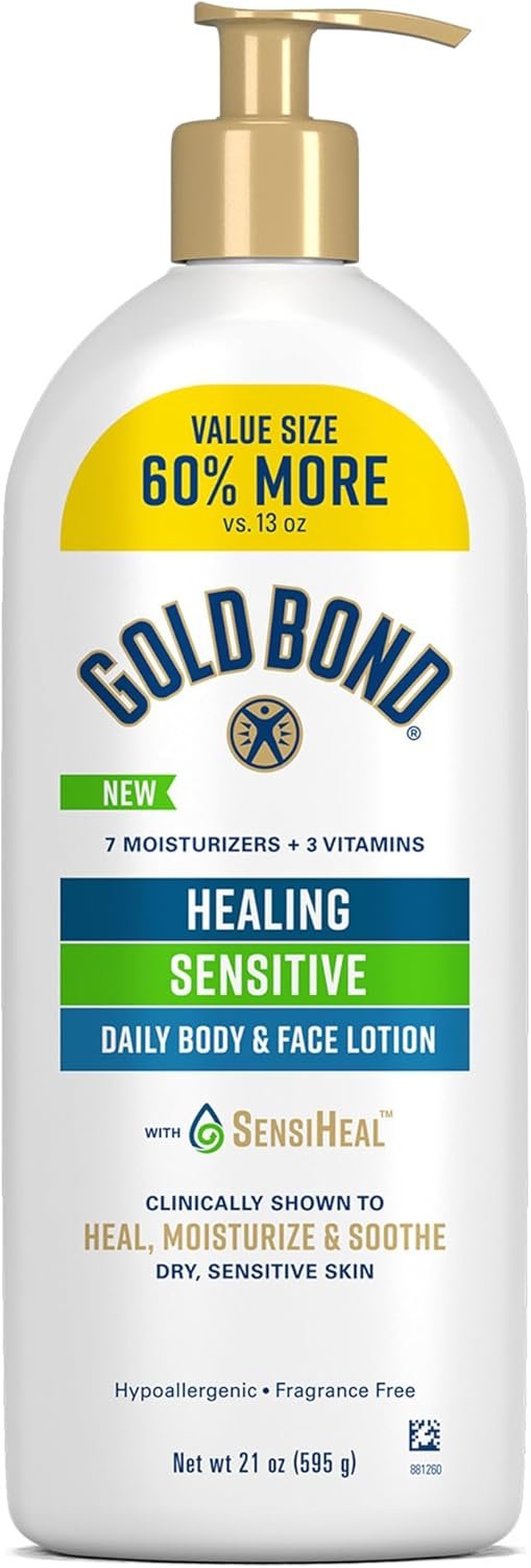 Gold Bond Healing Sensitive Daily Body & Face Lotion with Aloe Moisturizes, Heals & Soothes Dry, Sensitive Skin, Value Size, 21 oz. - Image 2