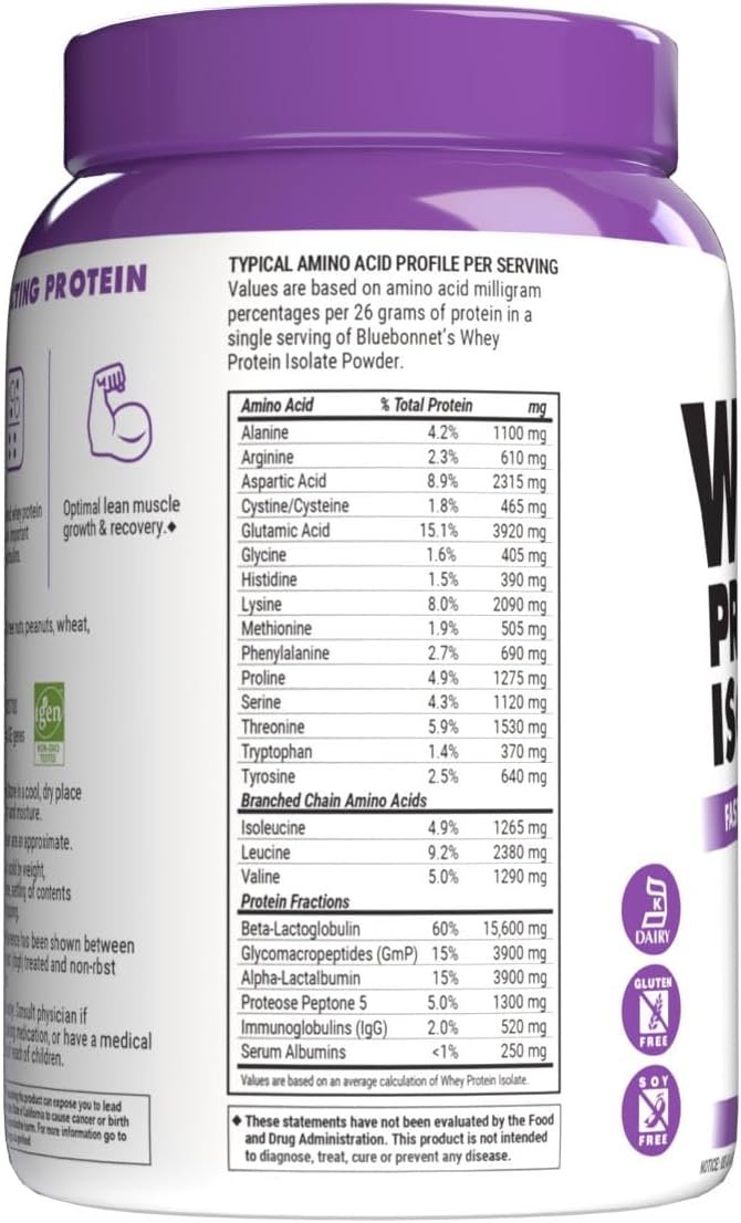 Bluebonnet Nutrition Whey Protein Isolate Powder from Grass Fed Cows, No Sugar Added, Gluten & Soy Free, Kosher Dairy, 17.6 Oz - Image 4