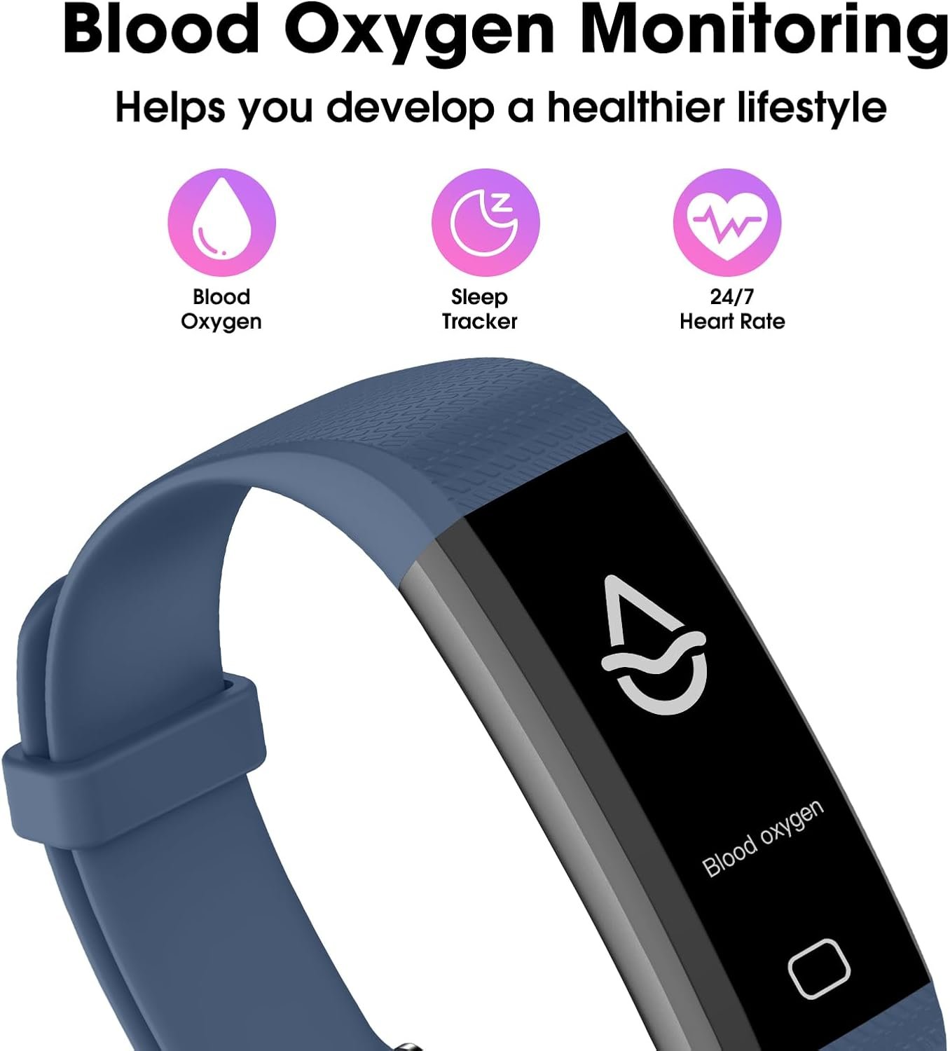 Stiive Fitness Tracker with Heart Rate Monitor, Blood Oxygen, Step Counter Activity Tracker with Pedometer, Sleep Tracking, Calories, IP68 Waterproof Smartwatches for Women Men - Image 4