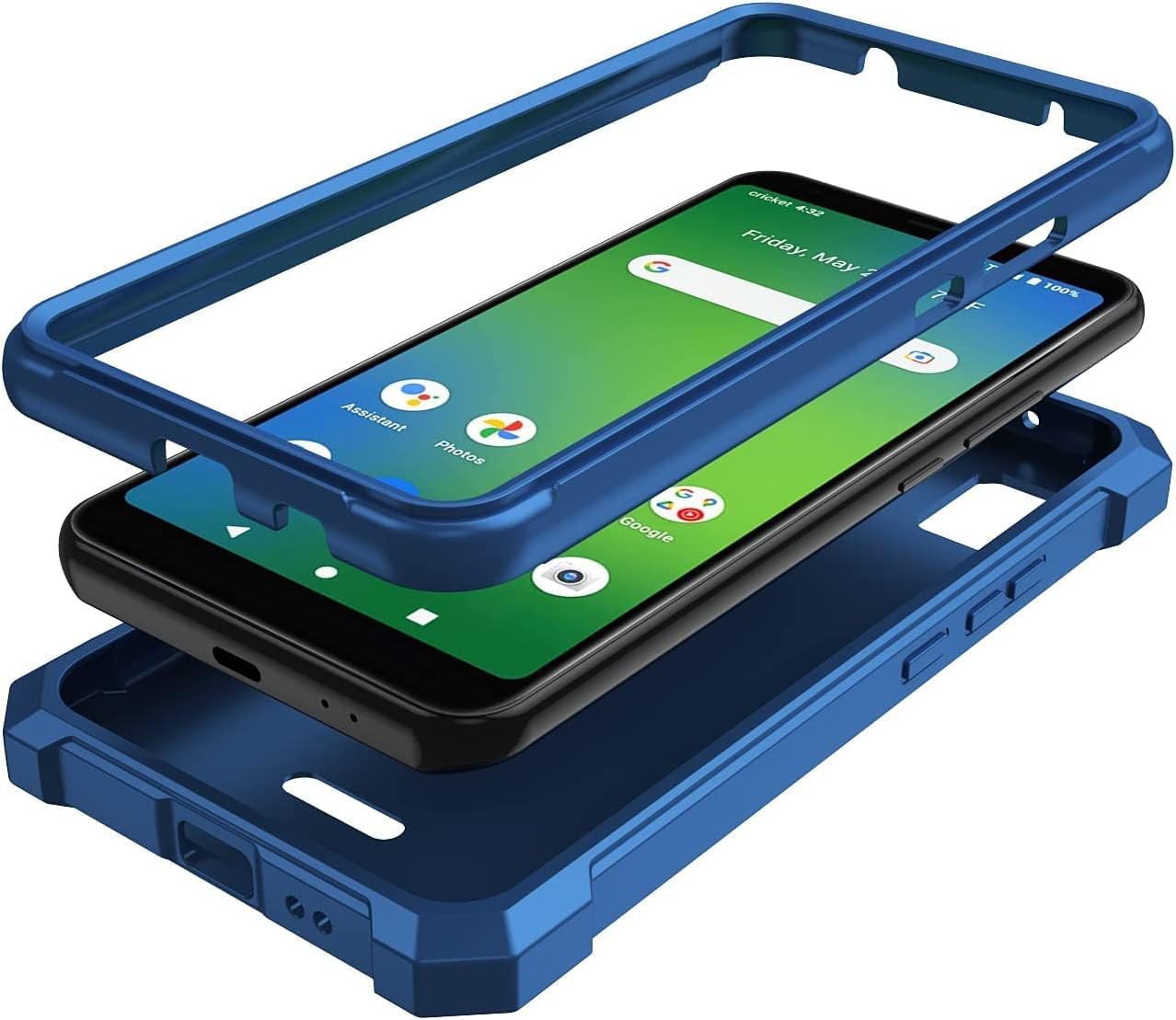 for ATT Calypso 3 case, with Tempered Glass Screen Protector 360 Full-Body Soft TPU Bumper Shockproof Silicone Protective Phone Cover Case for AT&T Calypso 3 (U328AA) (Blue) - Image 2