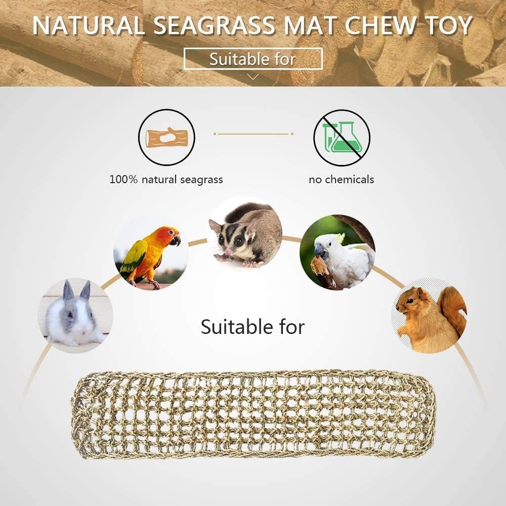Bird Seagrass Mat 29.5"× 7" Parrot Natural Grass Woven Net Hammock Parakeet Climbing Rope Ladder Mat Chew Toys Cage Accessories for Pigeon Cockatiel Conure Budgie Cockatoo Rat Bearded Dragon - Image 7