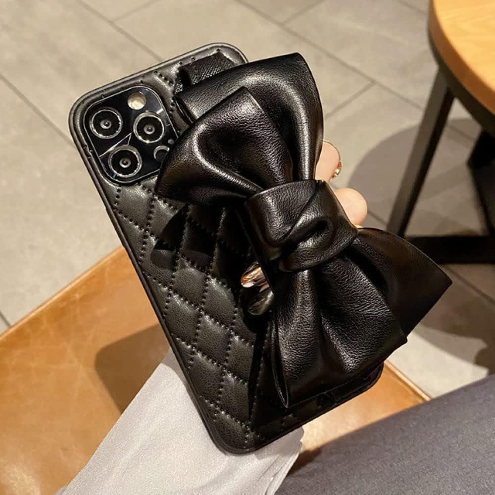 Luxury Leather Bow Wristband Holder Soft Case for iPhone 12 13 11 Pro MAX XS XR X 7 8 Plus Back Cover,2,for iPhone 13 - Image 2