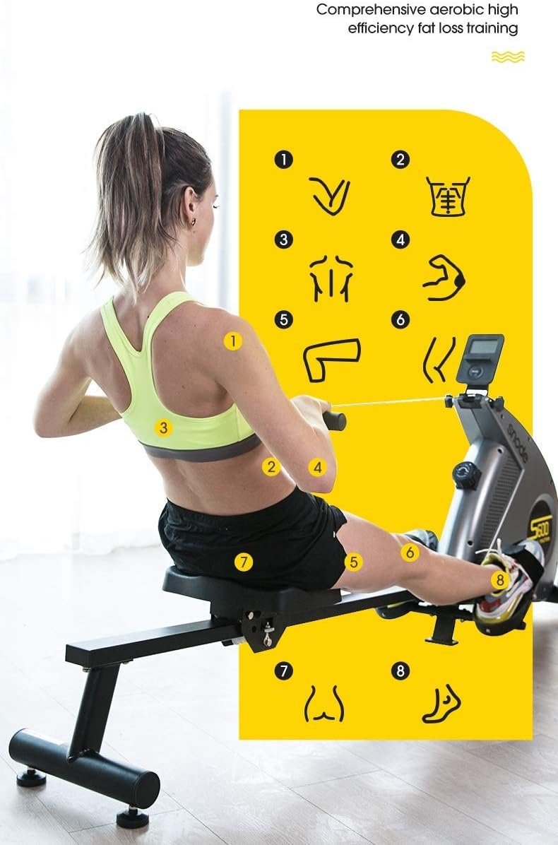 Rowing Machine Exercise Equipment Row Machines for Home Silent Folding Magnetic Rowing Machine Tension Resistance Exercise for Whole Body - Image 3