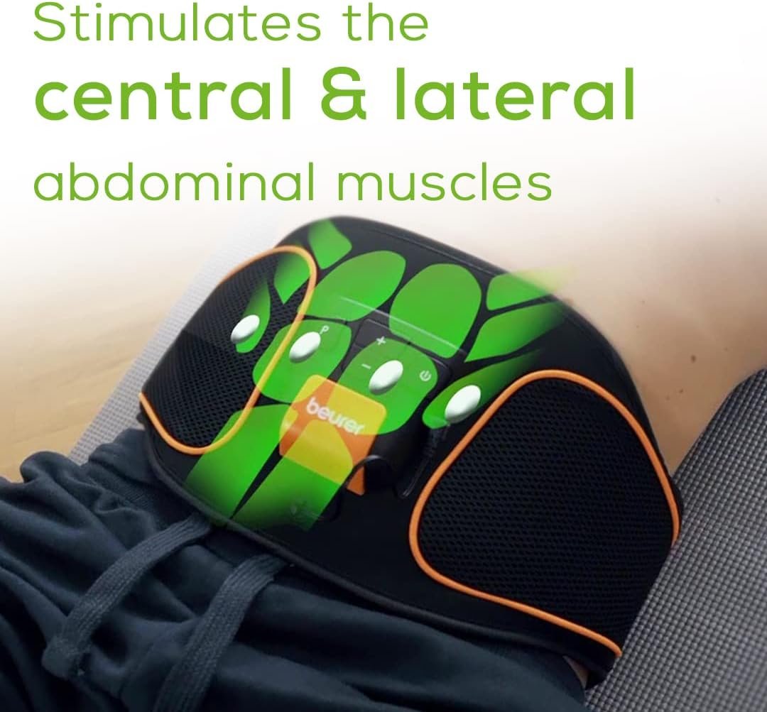 Beurer EM37 Abs Stimulator Toning Ab Belt, EMS Ab Machine with 40 Intensity Levels, Portable Ab Workout Equipment Belt Includes Reusable Water Electrodes and Batteries, Abdominal Exercise Machine - Image 5