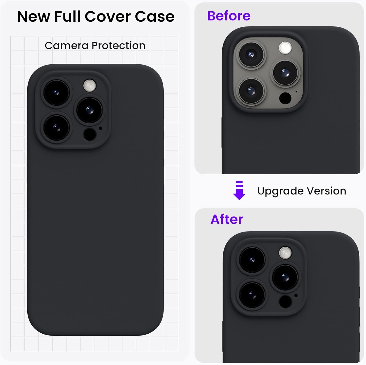 ORNARTO Compatible with iPhone 15 Pro Max Case with 2 x Screen Protector, Shockproof Liquid Silicone Cover, Drop Protection Phone Case for iPhone 15 Pro Max, Black - Image 5