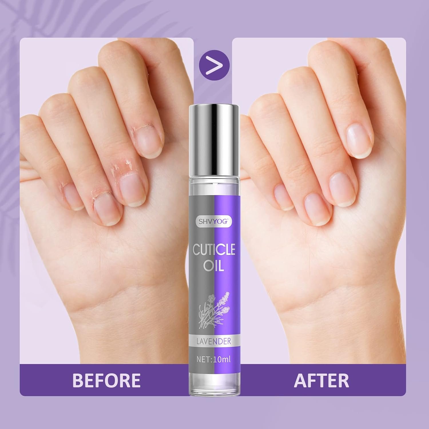 SHVYOG Cuticle Oil, Cuticle Oil for Nails, Nail Oil Treatment for Damaged Nails, Cuticle Oil Pen Nail Strengthener Hydrating Oil for Cuticle Care- Milk & Honey, Pomegranate, Rose, Lavender (4 * 10ml) - Image 8