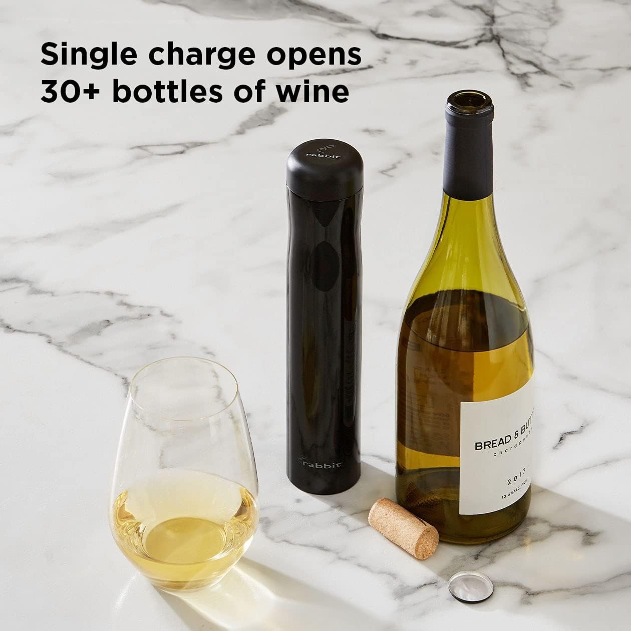 Rabbit Automatic Electric Corkscrew Wine Bottle Opener, One Size, Shiny Black - Image 7