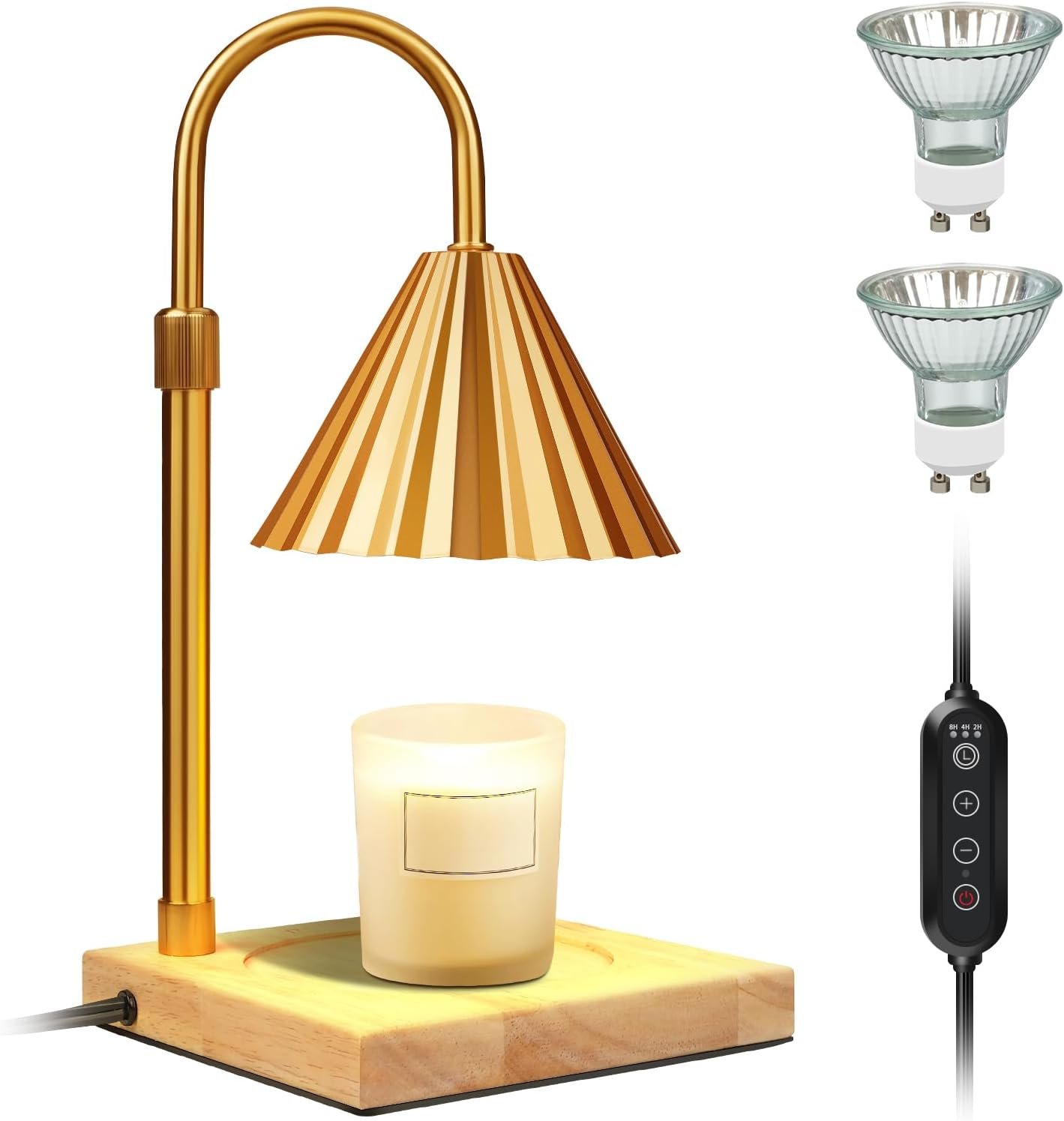 Cadrim Candle Warmer Lamp, Adjustable Height Dimmable Candle Lamp Warmer with 2 Bulbs 2H/4H/8H Timer Electric Wax melt Warmer Electric Candle Warmer for Bedroom Home Decor Christmas Festival Gift - Image 9