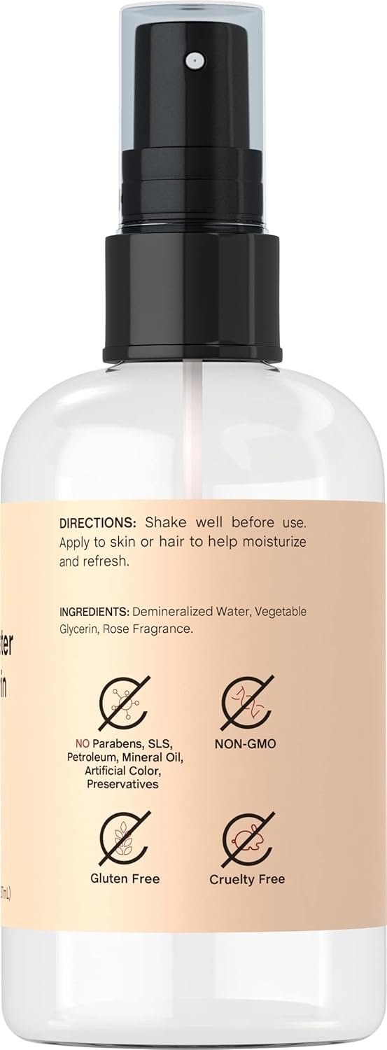 Coera Rose Water & Glycerin Spray for Face | 8 fl oz | Hydrating Facial Toner and Moisturizing Mist for Skin and Hair | Free of Parabens, SLS, & Preservatives | Packaging May Vary - Image 3