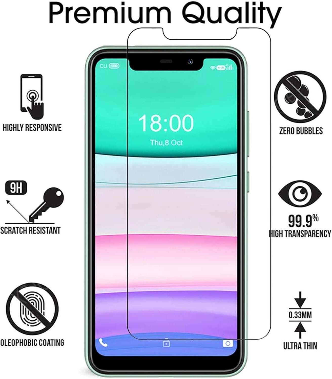 3 Pack for ATT Vista Screen Protector,Case Friendly, Scratch Resistant Bubble Free Anti-Fingerprints HD Clear,Tempered Glass Film for AT&T Vista - Image 3