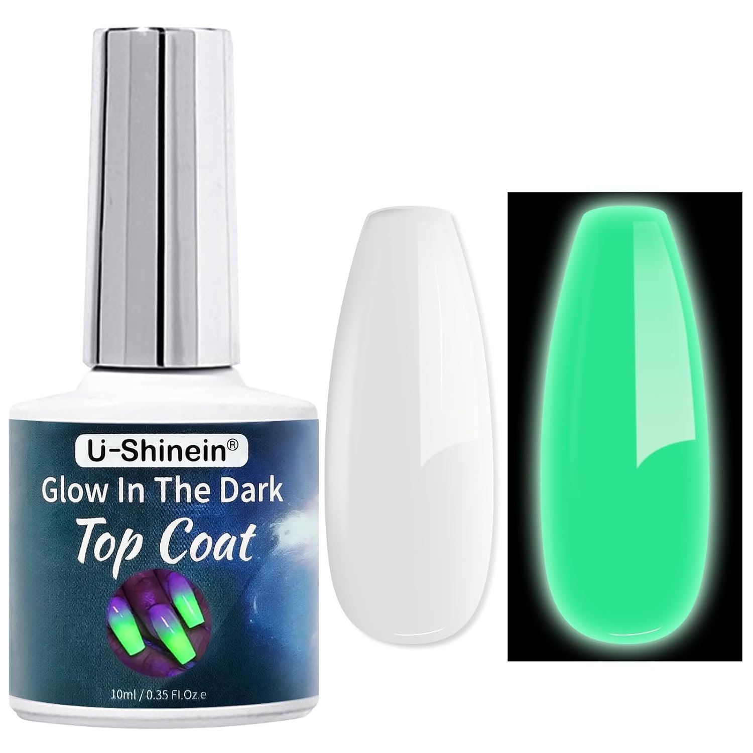 Glow In The Dark Gel, Glow Nail Gel Top Coat, Long-lasting Luminous Nail Gel Top Coat for Nail Art, Transparent Top Coat, UV LED Needed Perfect with Any Colors Salon Pro DIY Home - Image 2