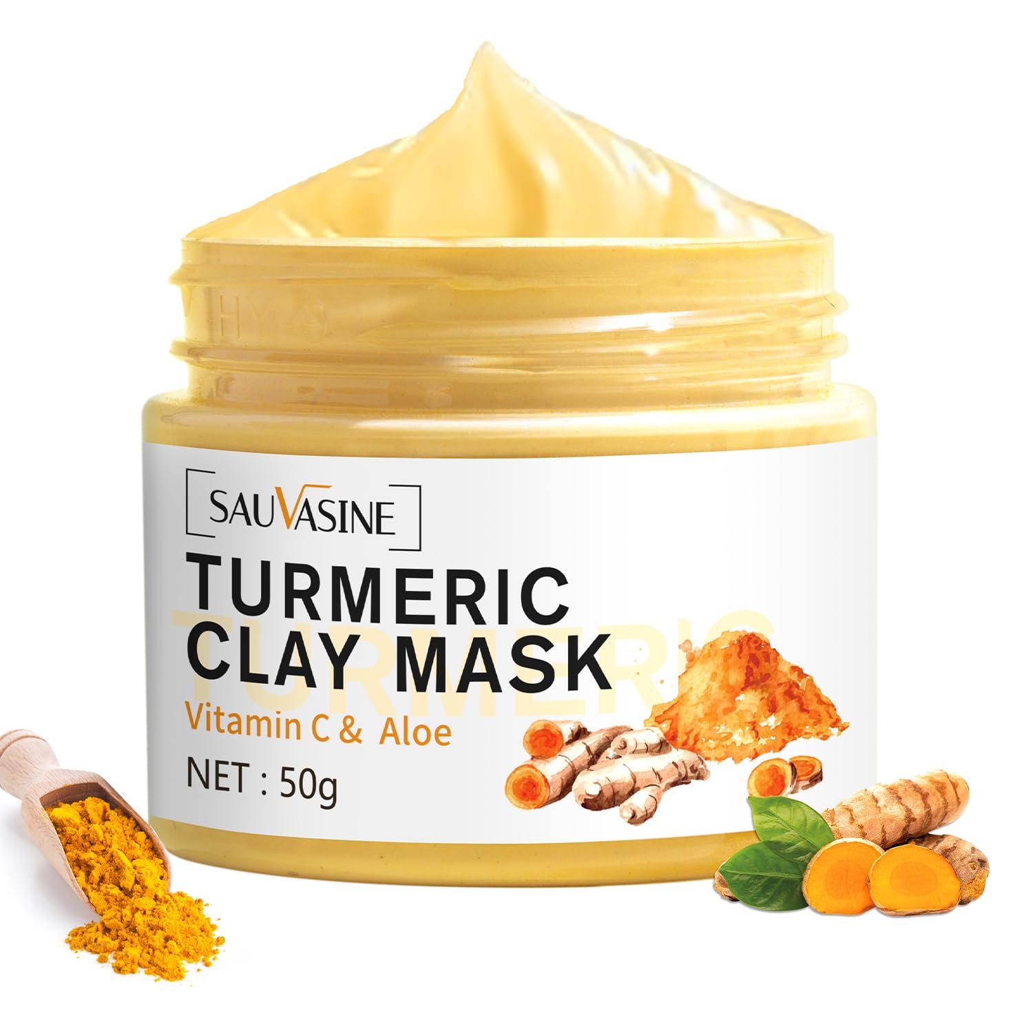 Lanthome Turmeric Vitamin C Face Mask, Hydrating Cleansing Blackheads,Turmeric Clay Mask for Controlling Acne, Oil and Refining Pores - Image 2