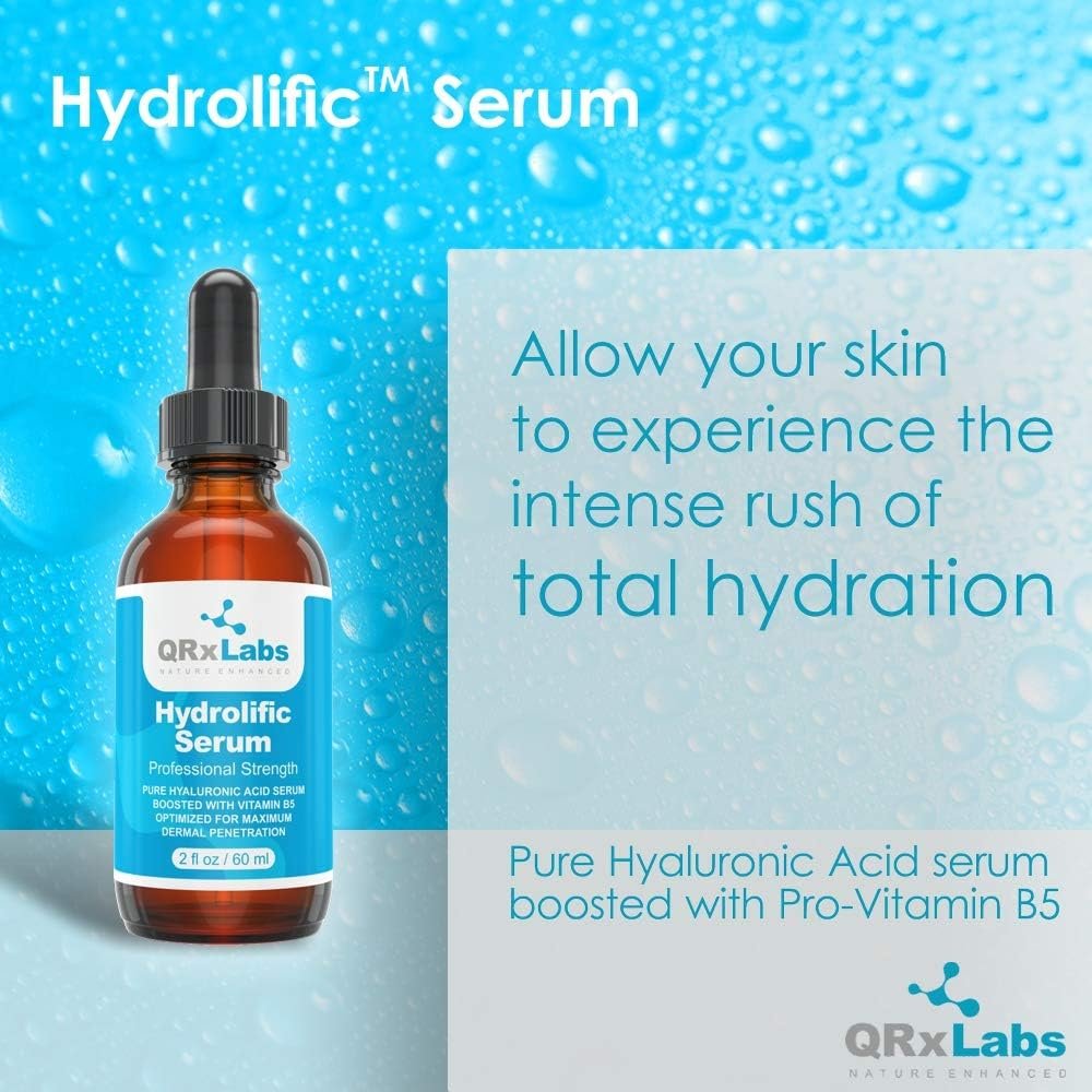 QRxLabs Hydrolific Serum - Hyaluronic Acid Serum Boosted with Vitamin B5 – Formulated for Dermal Penetration & Hydration - Skin Moisturizing Serum - Hyaluronic Acid Serum for Face - Hydrating Serum - Image 5
