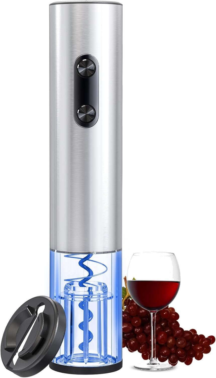 COKUNST Electric Wine Opener, Battery Operated Corkscrews Wine Bottles Openers with Foil Cutter & LED Light, Reusable Automatic Wine Remover Stainless Steel for Wine Lover Home Kitchen Party - Image 2