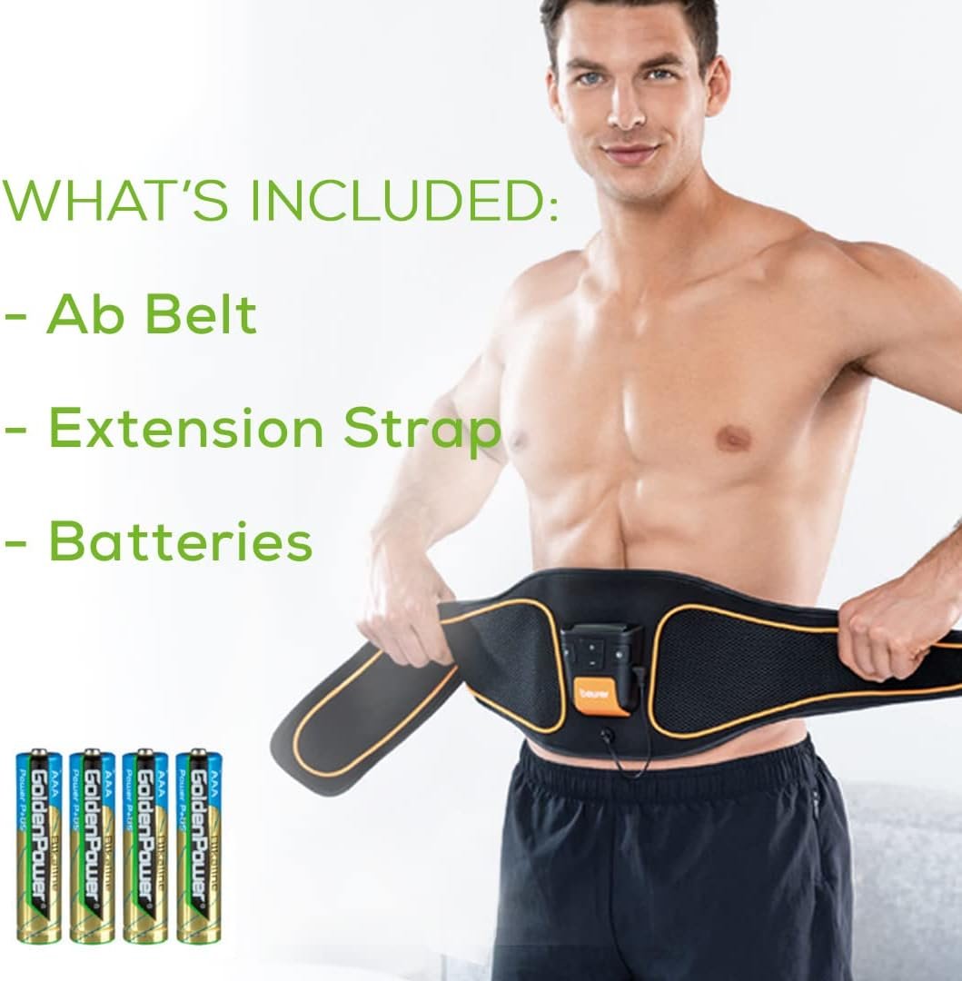 Beurer EM37 Abs Stimulator Toning Ab Belt, EMS Ab Machine with 40 Intensity Levels, Portable Ab Workout Equipment Belt Includes Reusable Water Electrodes and Batteries, Abdominal Exercise Machine - Image 8