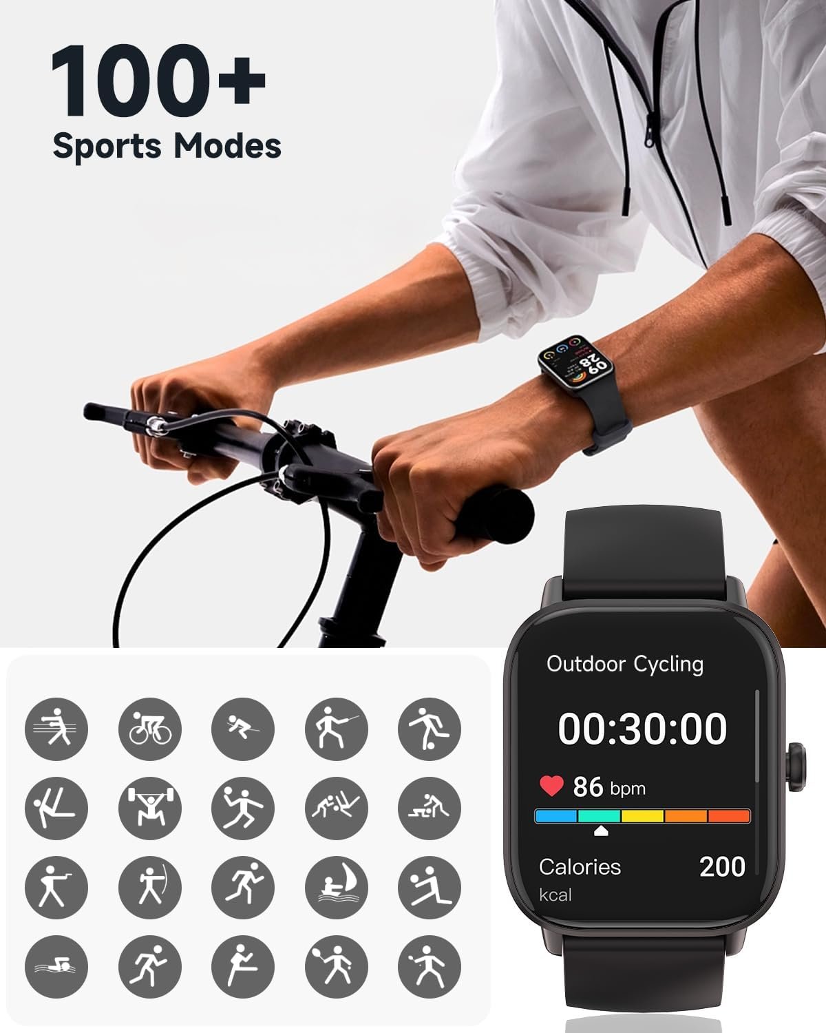 Fitness Smart Watch with Alexa for Women Men, 24/7 Heart Rate, Blood Oxygen, Stress and Sleep Tracker,100 Sports Modes, 5ATM Waterproof Activity Trackers and Smart Watches - Image 7