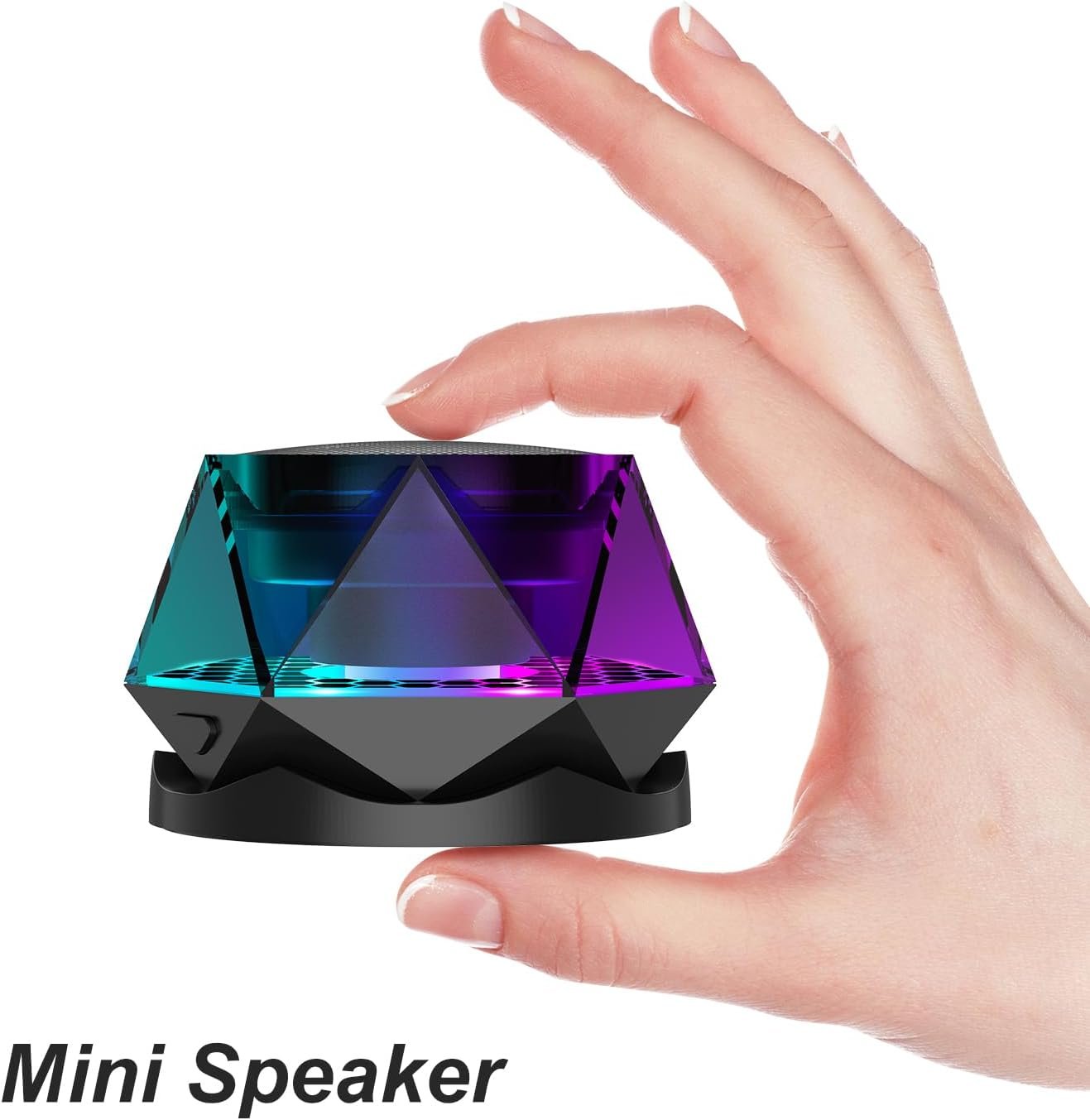 EGKimBa Magnetic Diamond Bluetooth Speaker, Small Wireless Speaker with Multi RGB Color Light Show, Portable Phone Stand for iPhone, Android, TWS Pairing - Image 7