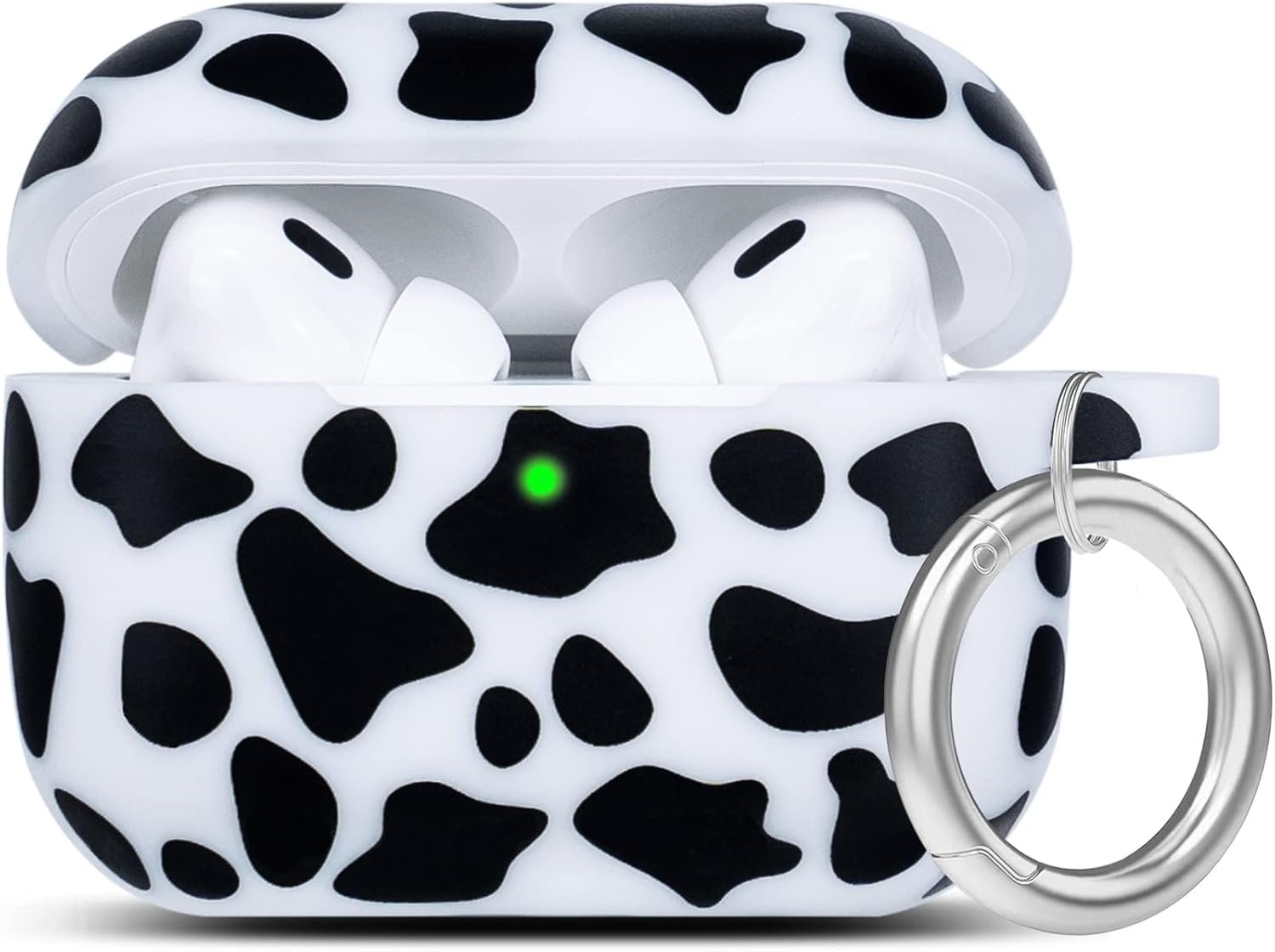 Cow Airpods Pro 2 Case Soft Silicone 2022 - YOMPLOW Case Cover Flexible Skin for Apple AirPod Pro 2nd Charging Case Cute Women Girls iPod Pro Case with Keychain - Black Cow - Image 9