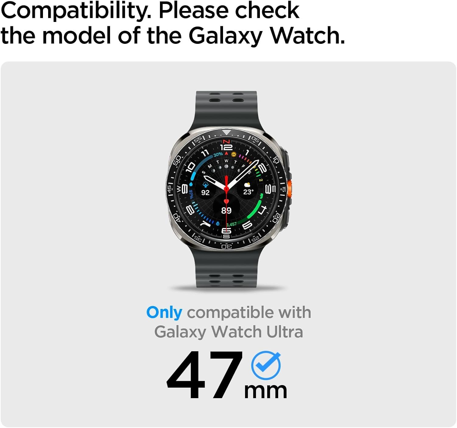 Spigen Rugged Armor Pro Designed for Samsung Galaxy Watch Ultra 47mm Case with Band, Rugged Galaxy Watch Ultra Band with Protective Case (2024) - Matte Black - Image 3