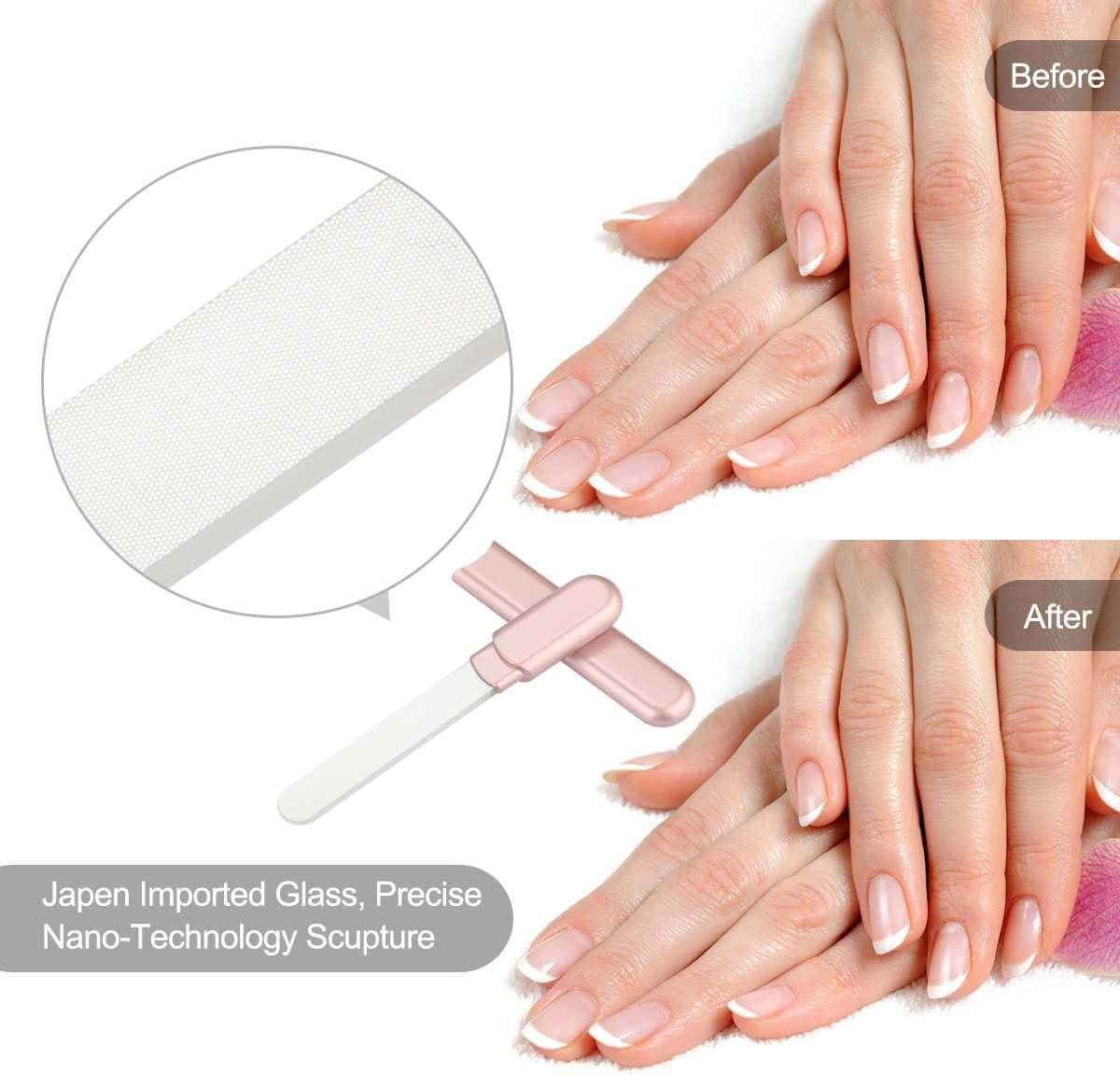 Premium Glass Nail File with Case, Crystal Diamond Salon Best Beauty Nail Buffer for Natural and Acrylic Nails Christmas Gift for Woman and Man,Apricot - Image 9