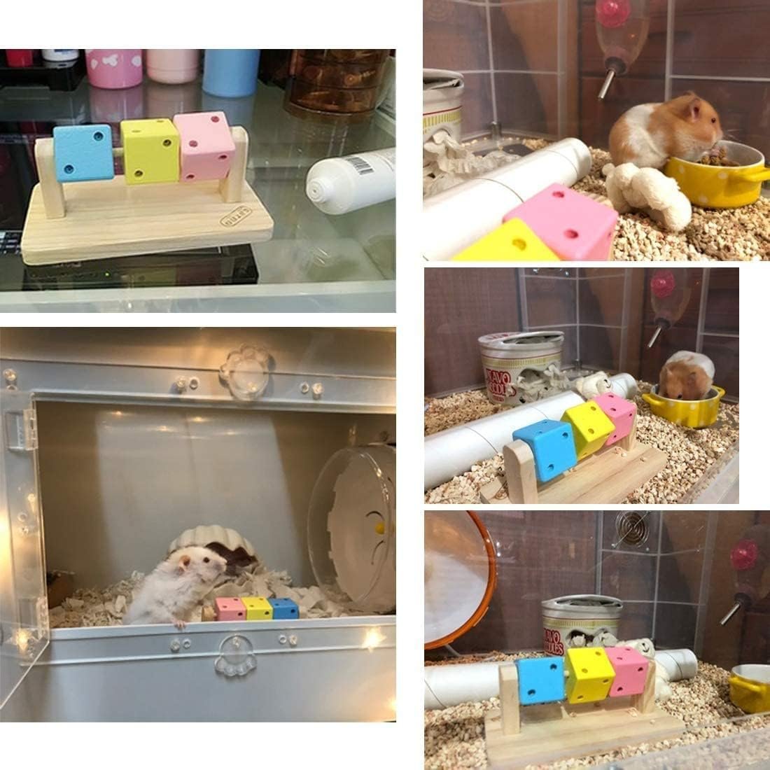 Litewoo Hamster Chew Toy Wood Platform Grinding Teeth Toys Exercise Intelligence Training Colorful Wooden Block for Small Animals Chinchilla Gerbil Guinea Pig Rat Chipmunk Squirrel Sugar Glider - Image 7