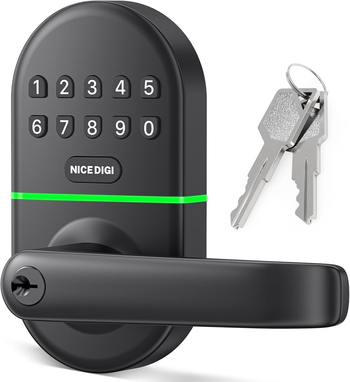 Smart Keypad Door Lock with Handle: Keyless Entry Door Lock for Front Door - Electronic Digital Door Lock- Code Door Lock - Easy Installation - Image 2
