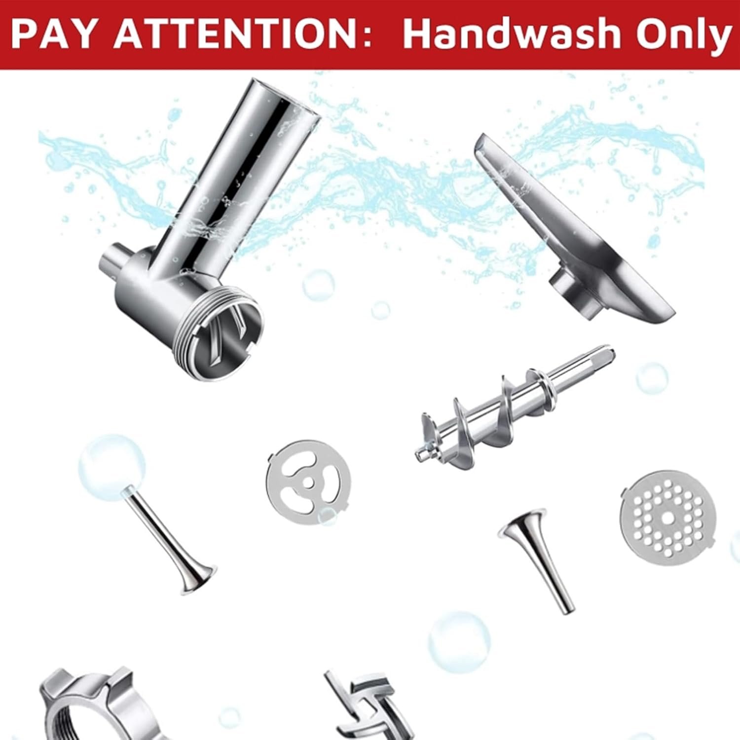 Metal Food Grinder Attachments for KitchenAid Stand Mixers, Meat Grinder, Sausage Stuffer, Meat Grinder for Kitchenaid Mixer, Includes 4 Grinding Plates, 3 Sausage Stuffer Tubes, 3 Grinding Blades - Image 7