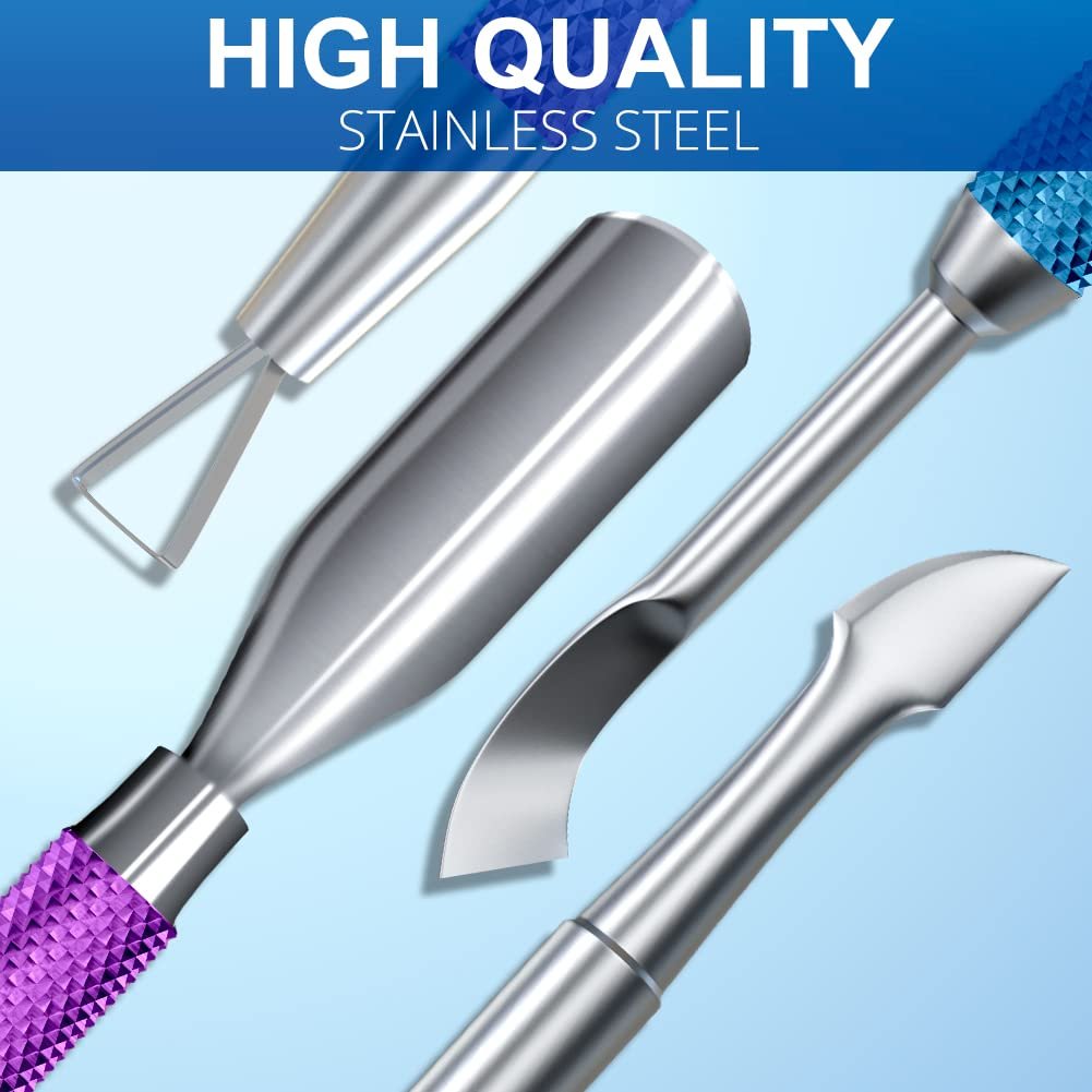 2PCS Metal Blue Purple Mermaid Cuticle Pusher and Cutter Remover Salon Stainless Steel Gel Nail Polish Peeler Scraper Durable Professional Manicure Pedicure Cleaner Tool For Fingernail and Toenail - Image 8