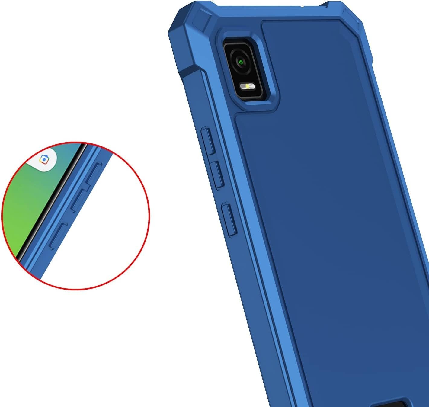 for ATT Calypso 3 case, with Tempered Glass Screen Protector 360 Full-Body Soft TPU Bumper Shockproof Silicone Protective Phone Cover Case for AT&T Calypso 3 (U328AA) (Blue) - Image 5