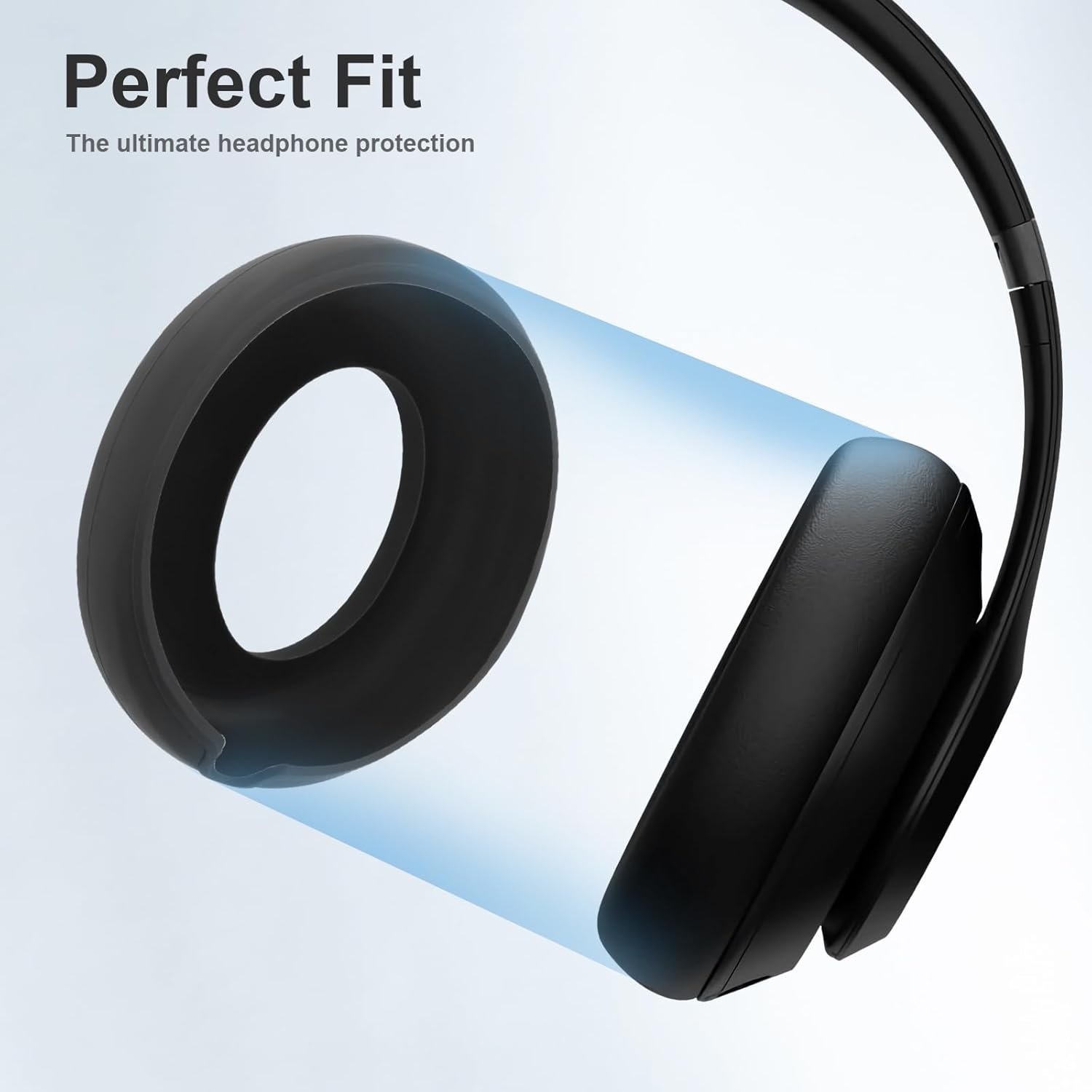 Silicone Case Compatible with Beats Studio Pro Anti-Scratch Silicone Ear Pad Cover Sweatproof & Washable Protective Silicone Case Shell Compatible with Beats Studio Pro Ear Pads- Black - Image 3