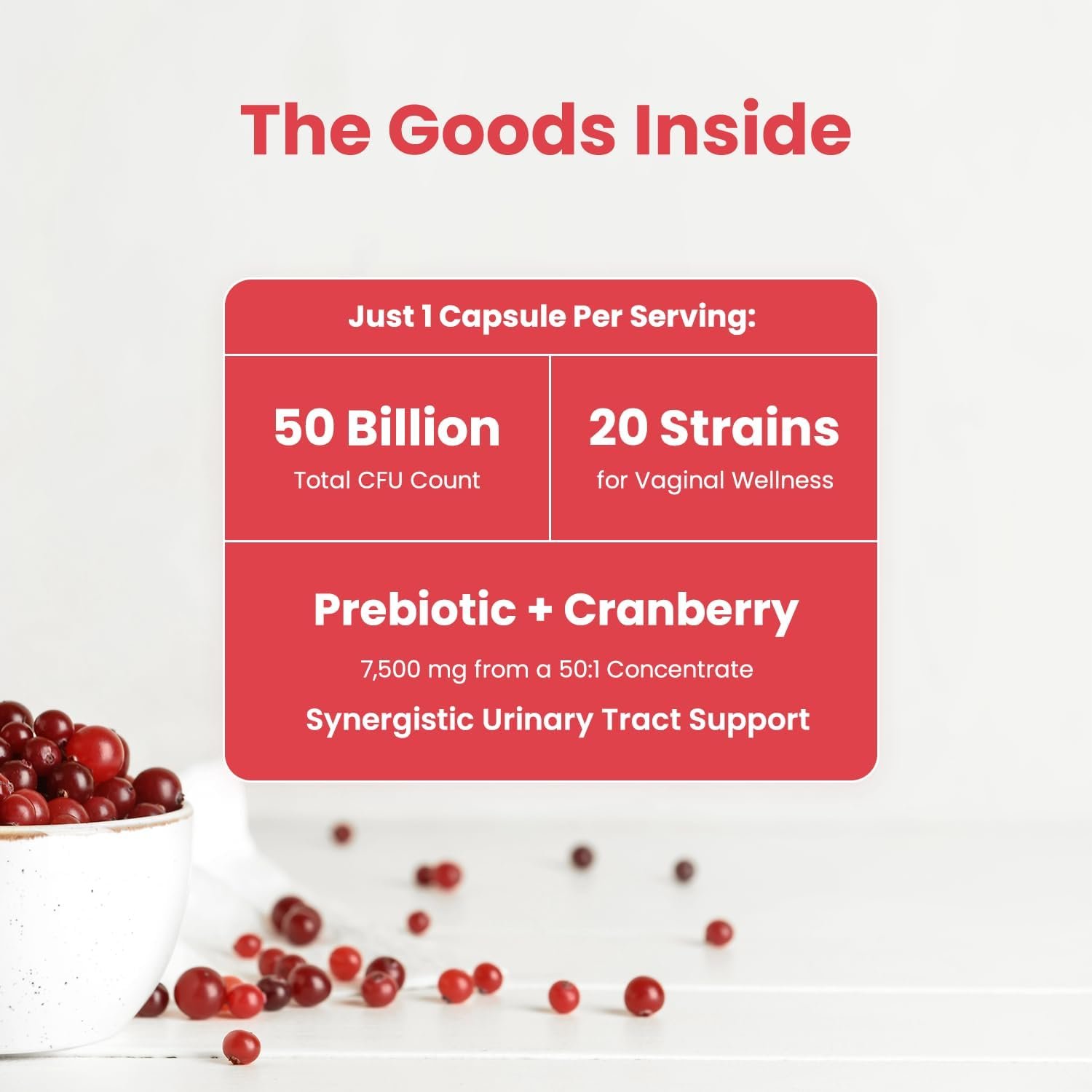 Vaginal Probiotics for Women pH Balance | 50 Billion CFU Womens Probiotic + Cranberry Pills for Vaginal Health, Healthy Odor, Yeast, Urinary Tract | Vegan Women's Probiotics and Prebiotics Supplement - Image 5