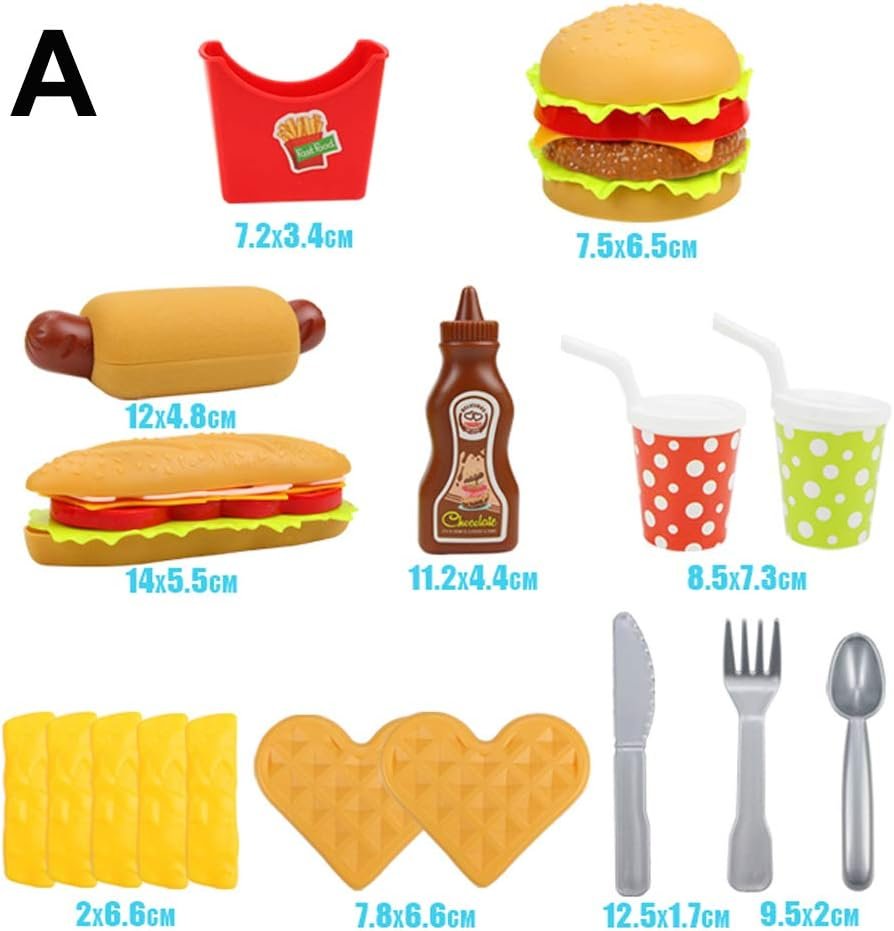 Pretend Play Fast Food Set, Play Food for Kids Kitchen - Play Kitchen Accessories - Toy Foods with Play Burger and Hot Dog Plastic Food for Pretend Play, Kids Toddler Childrens Birthday Gifts - Image 7