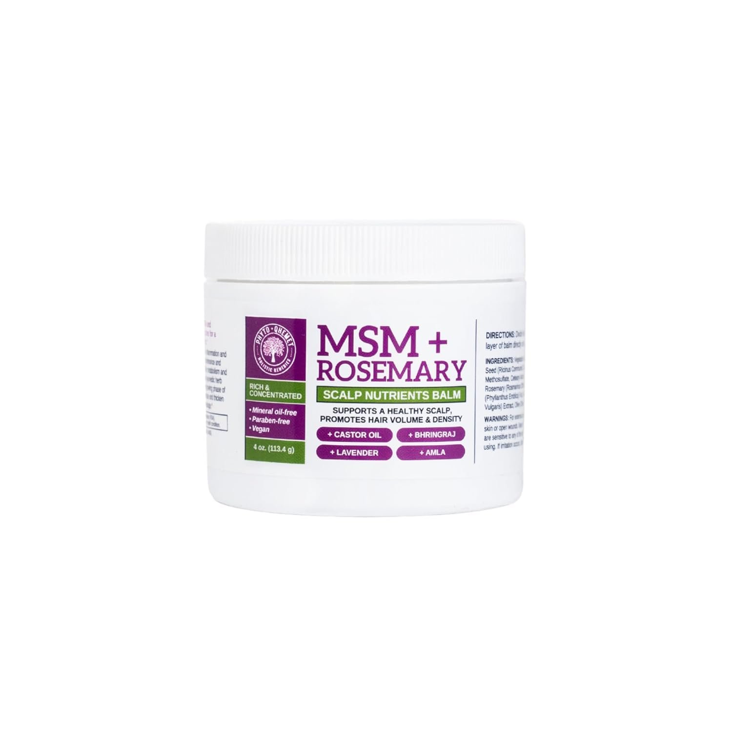 Qhemet Biologics MSM + Rosemary Scalp Nutrients Balm | Nourishing Hair Growth Formula with Bhringraj, Castor & Coconut Oil | For Dry, Thinning Hair & Slow Growth | Vegan (4 oz) - Image 2