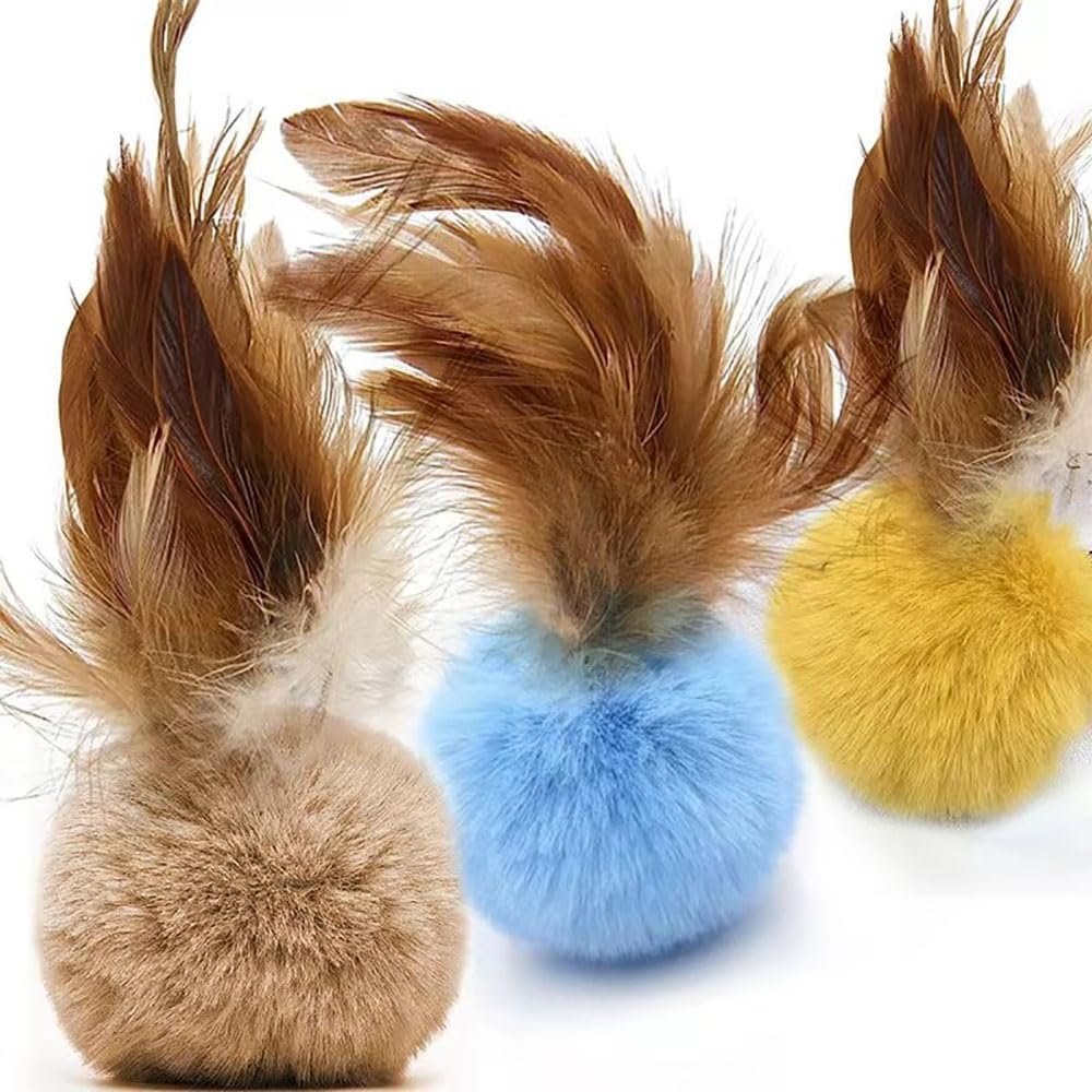 Cat Toys for Indoor Toys,Rainbow Cat Wand Toys,Feather Flips Plush Ball Cat Toys,Interactive Feather Toy for Teaser Play and Chase Exercise with Kitten 6 Pack - Image 4