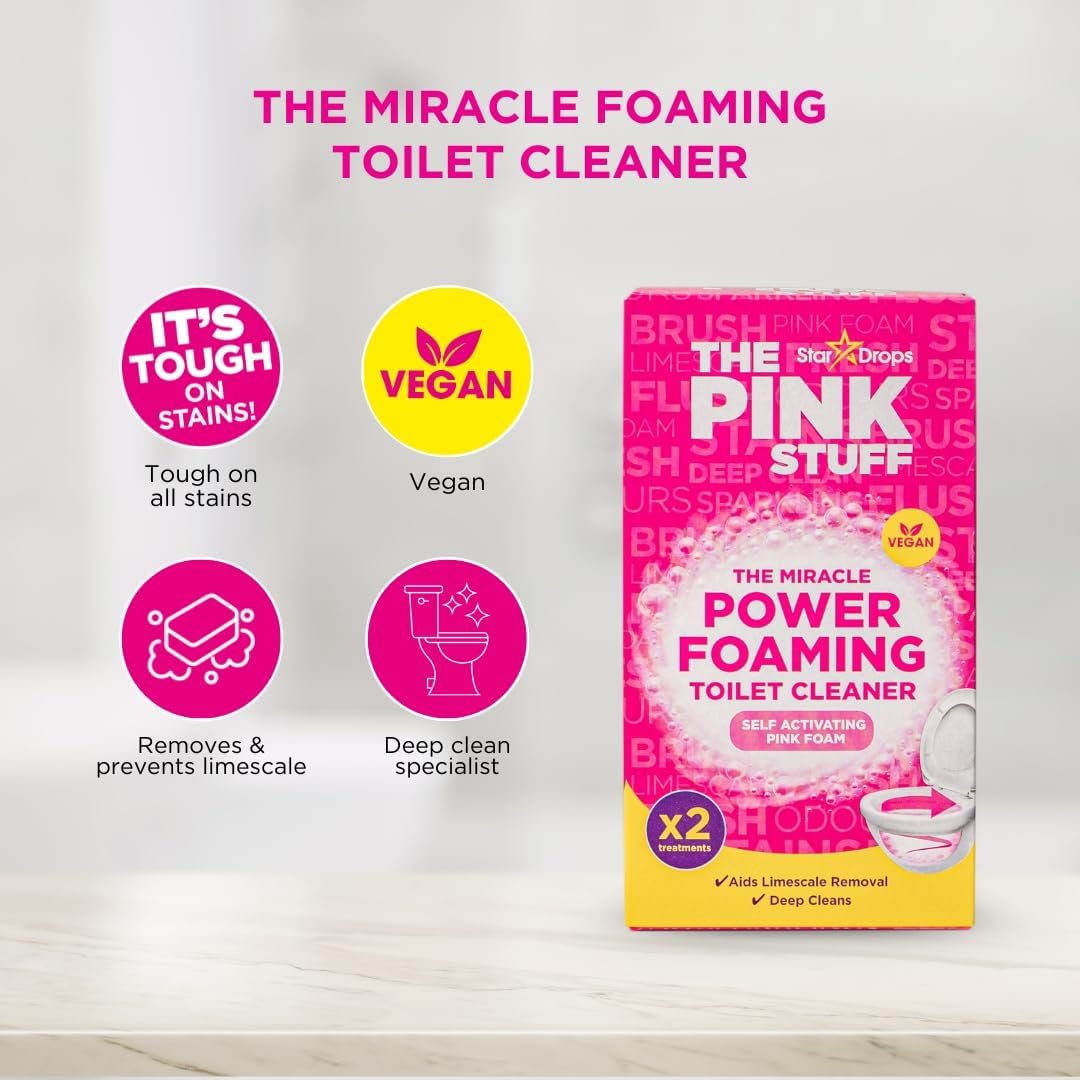 Stardrops - The Pink Stuff - The Miracle Power Foaming Toilet Cleaner - 2 Treatments - Self Activating Pink Foam - Image 3