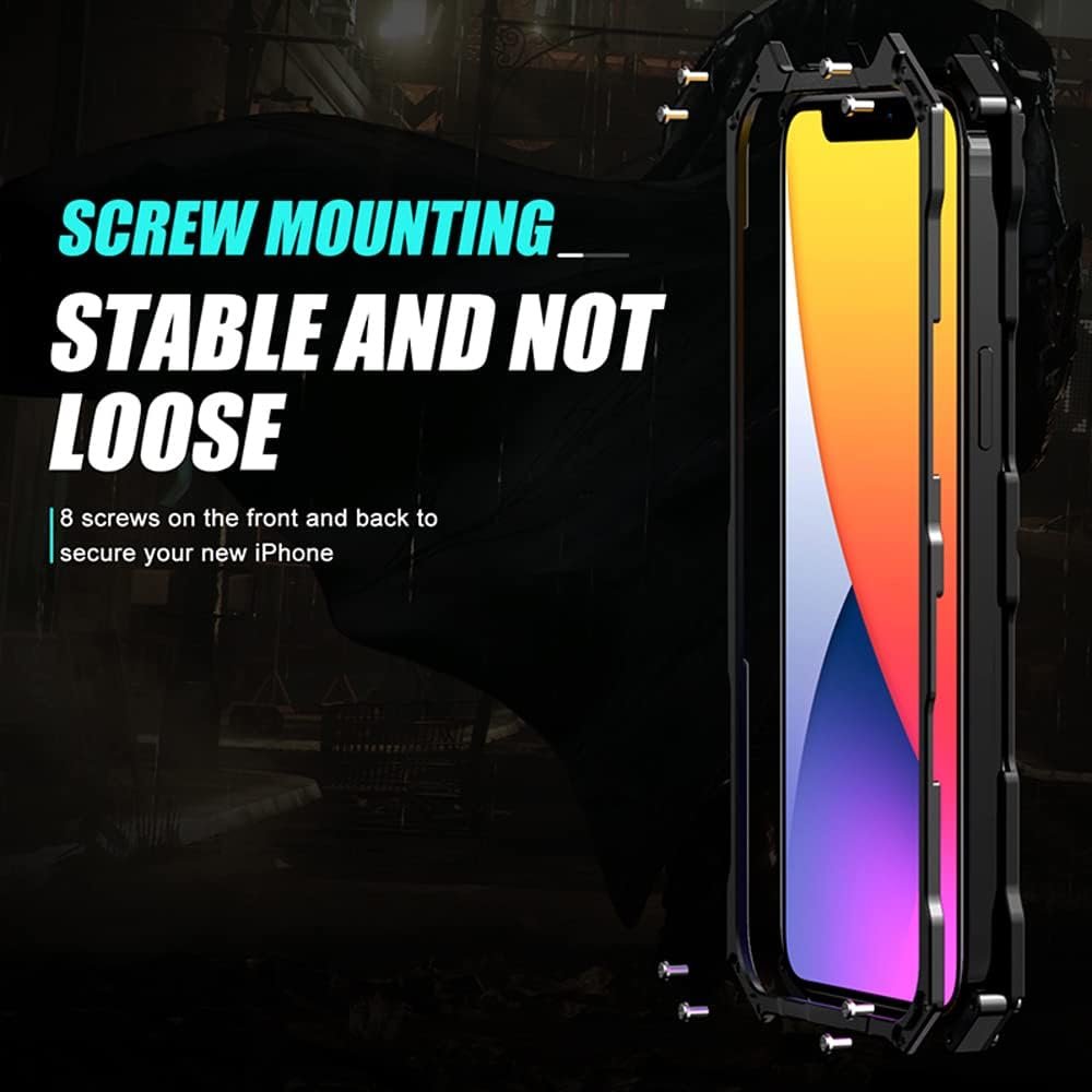 Cool Tough Metal Case for iPhone 13 (6.1 inch), Anti-Fall Shockproof Aluminum Alloy Bumper Protective Skin Scratchproof Frame Back Plate Cover Black - Image 9