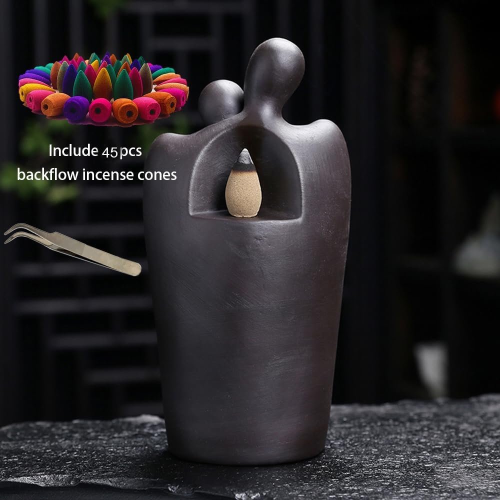 Heart to Heart Ceramic Backflow Incense Burner Statue, Love Couple Figurines, Valentines, Anniversary, Wedding Gifts for Wife or Husband - Image 4