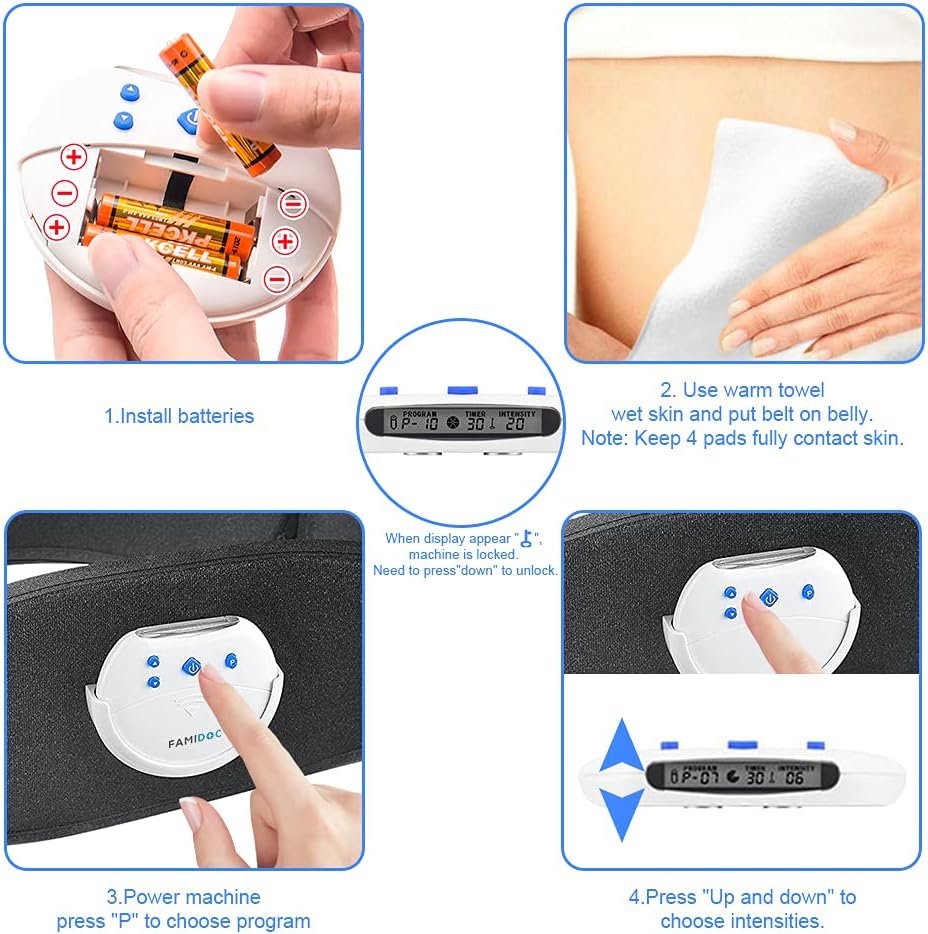 FAMIDOC EMS Fitness Waist Trimmer Home Exercise Belt Abs Stimulator Muscle Toner Electrode Trainer Abdomen Belly Workout Toning Massager Belts for Men and Women - Image 6