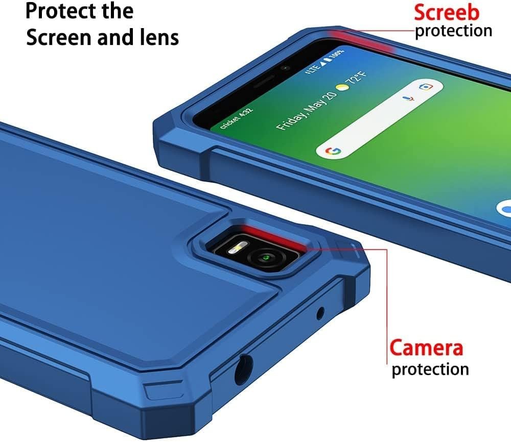 for ATT Calypso 3 case, with Tempered Glass Screen Protector 360 Full-Body Soft TPU Bumper Shockproof Silicone Protective Phone Cover Case for AT&T Calypso 3 (U328AA) (Blue) - Image 3