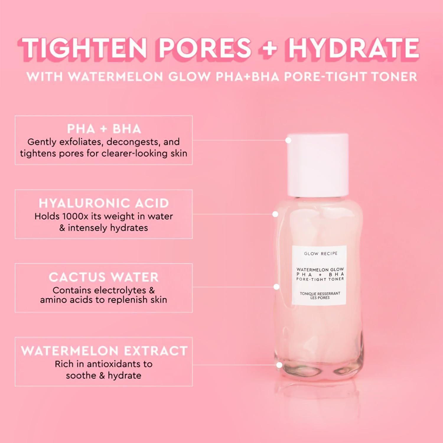 Glow Recipe Real Glass Skin Kit - PHA + BHA Face Toner & Gentle Face Exfoliant (40 ml) + Pink Juice Hydrating Face Moisturizer with Hyaluronic Acid (50 ml) + Niacinamide Dew Drops Face Serum (15 ml) - Image 3
