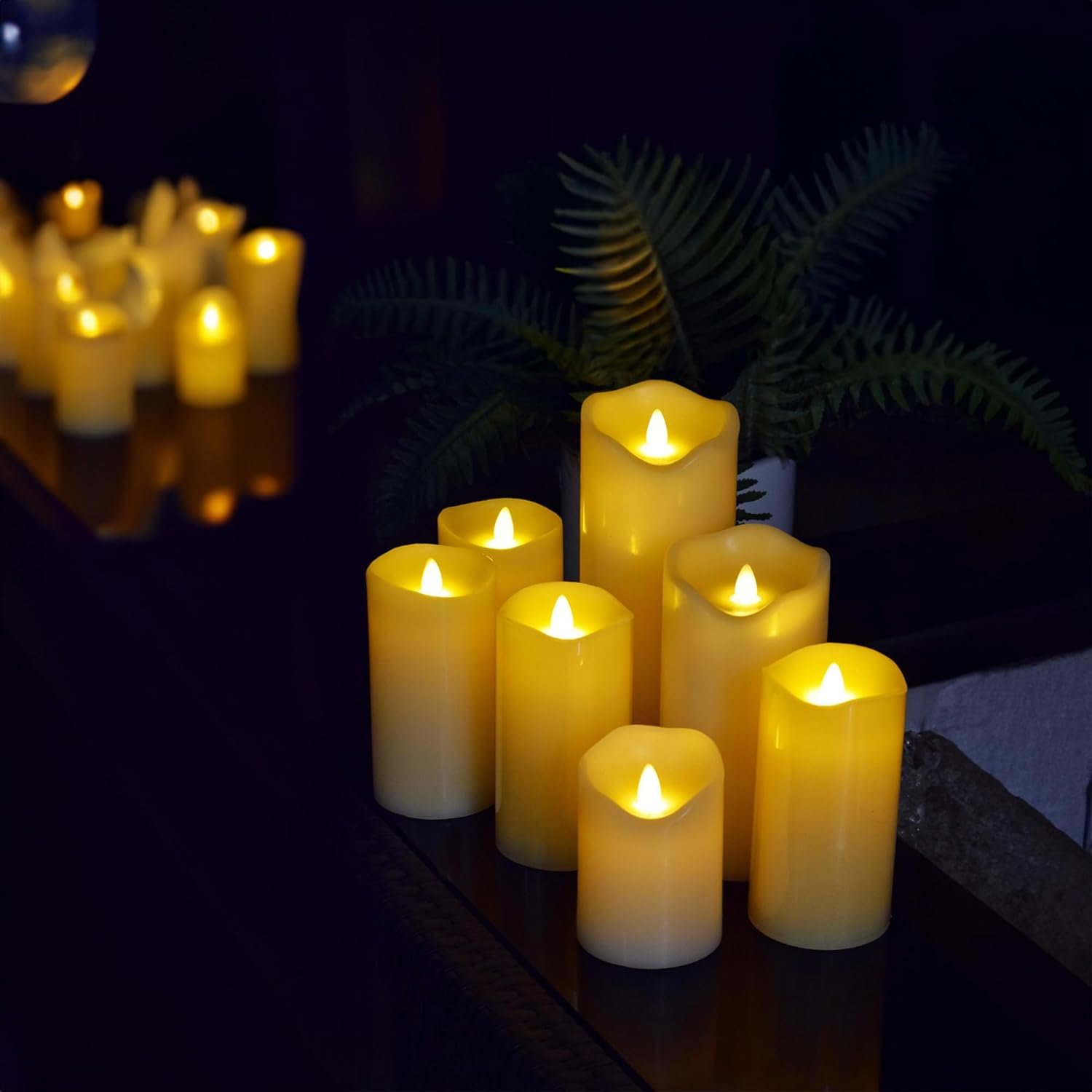 HoogaLife Flameless Candles 1200 Hours Flame Effect (D 3" x H 4") Ivory Auto-Moving 3D Wick, LED Pillar Candles Real Wax with Timer Battery Operated and Remote to Buy Separately - Image 3