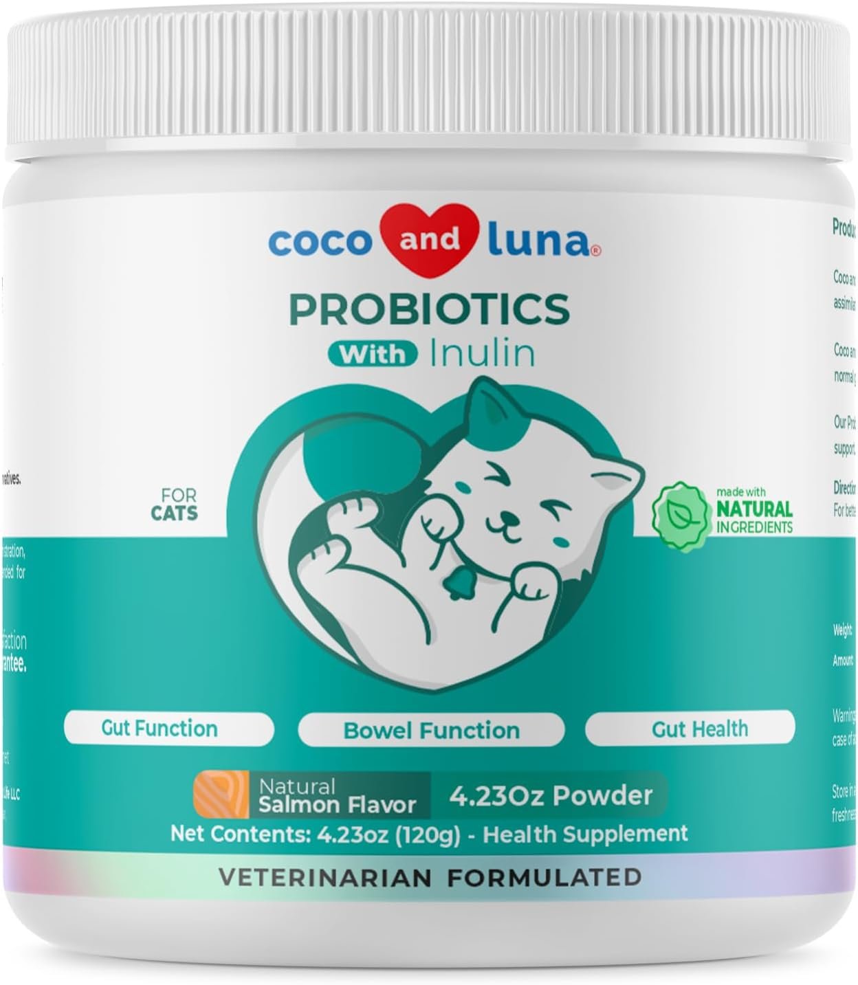 Probiotics for Cats – 4.23oz/120g Powder - Cat Probiotics and Digestive Enzymes, Cat Probiotics Powder, Promotes Healthy Stomach and Digestion (for Cats) - Image 2
