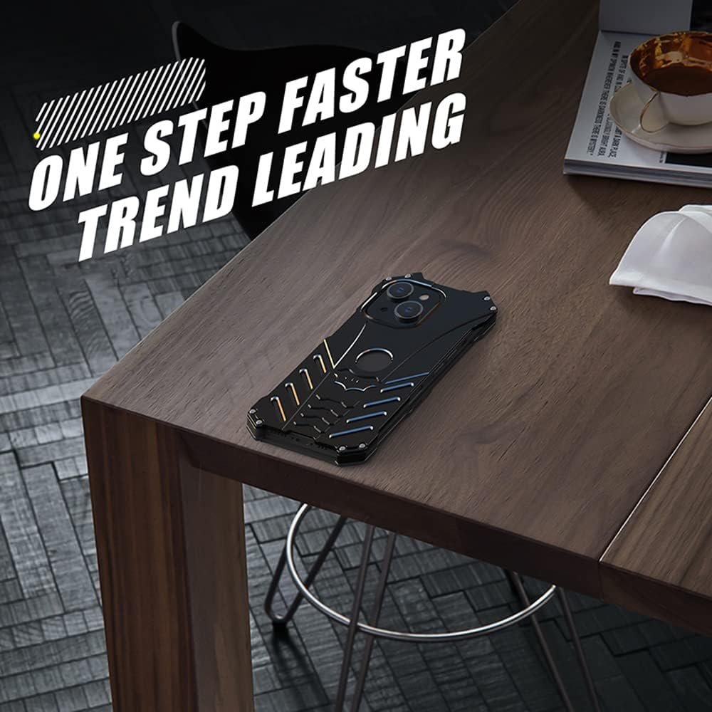 Cool Tough Metal Case for iPhone 13 (6.1 inch), Anti-Fall Shockproof Aluminum Alloy Bumper Protective Skin Scratchproof Frame Back Plate Cover Black - Image 4