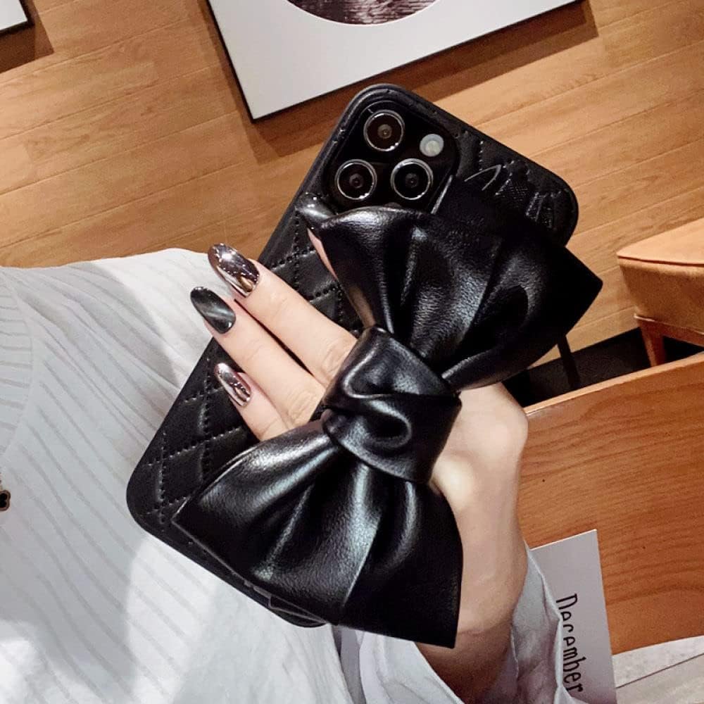 Luxury Leather Bow Wristband Holder Soft Case for iPhone 12 13 11 Pro MAX XS XR X 7 8 Plus Back Cover,2,for iPhone 13 - Image 3
