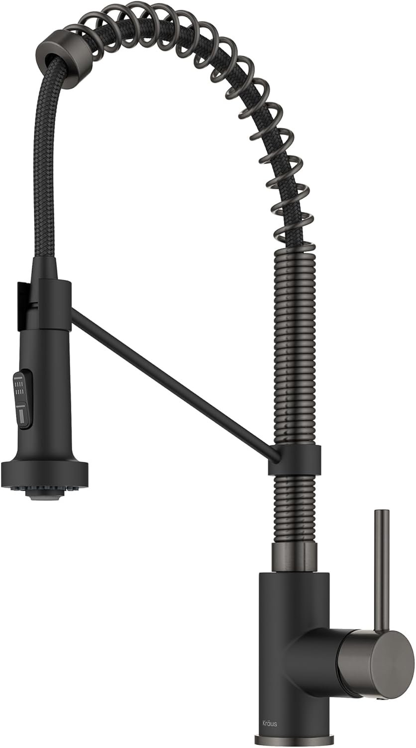 KRAUS Bolden Commercial Style 2-Function Single Handle Pull Down Kitchen Faucet in Matte Black/Black Stainless, KPF-1610MBSB (Pack of 1) - Image 2